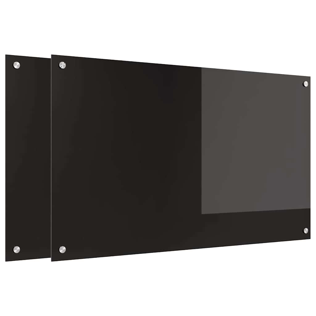 Vidaxl keuken achterwand 2 pcs zwart 100 x 60 cm gehard glas