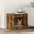 Vidaxl kattenhuis gerookt eiken 51 x 30 x 42,5 cm bewerkt hout