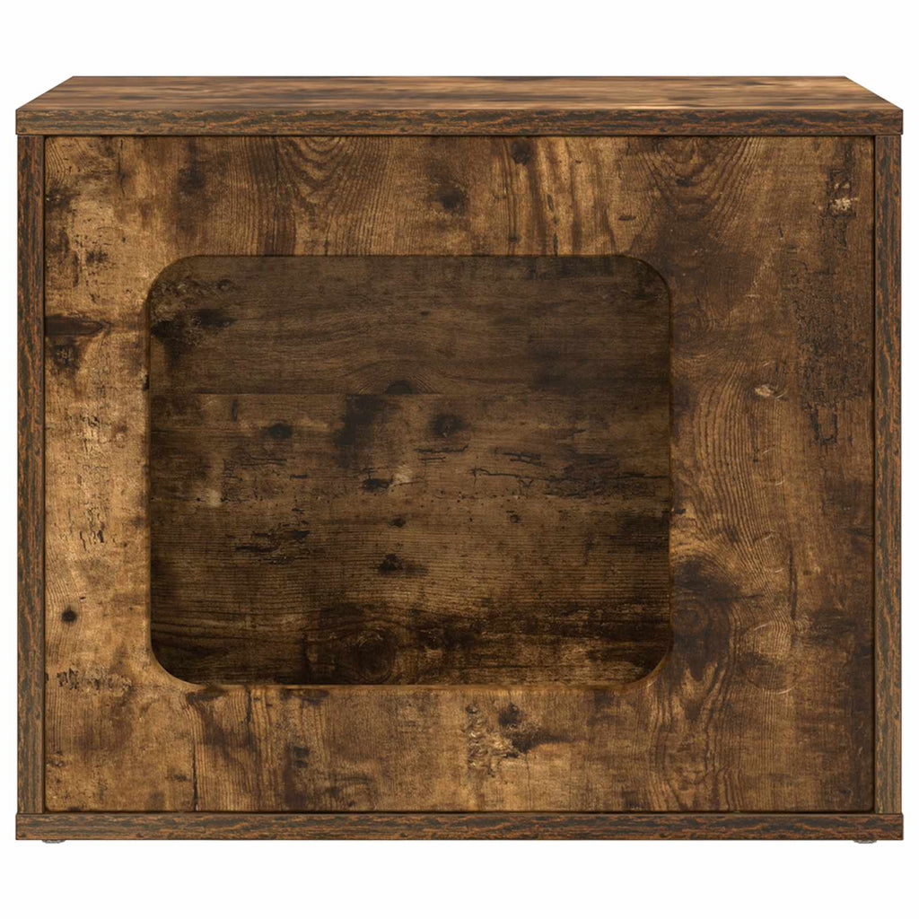 Vidaxl kattenhuis gerookt eiken 51 x 30 x 42,5 cm bewerkt hout