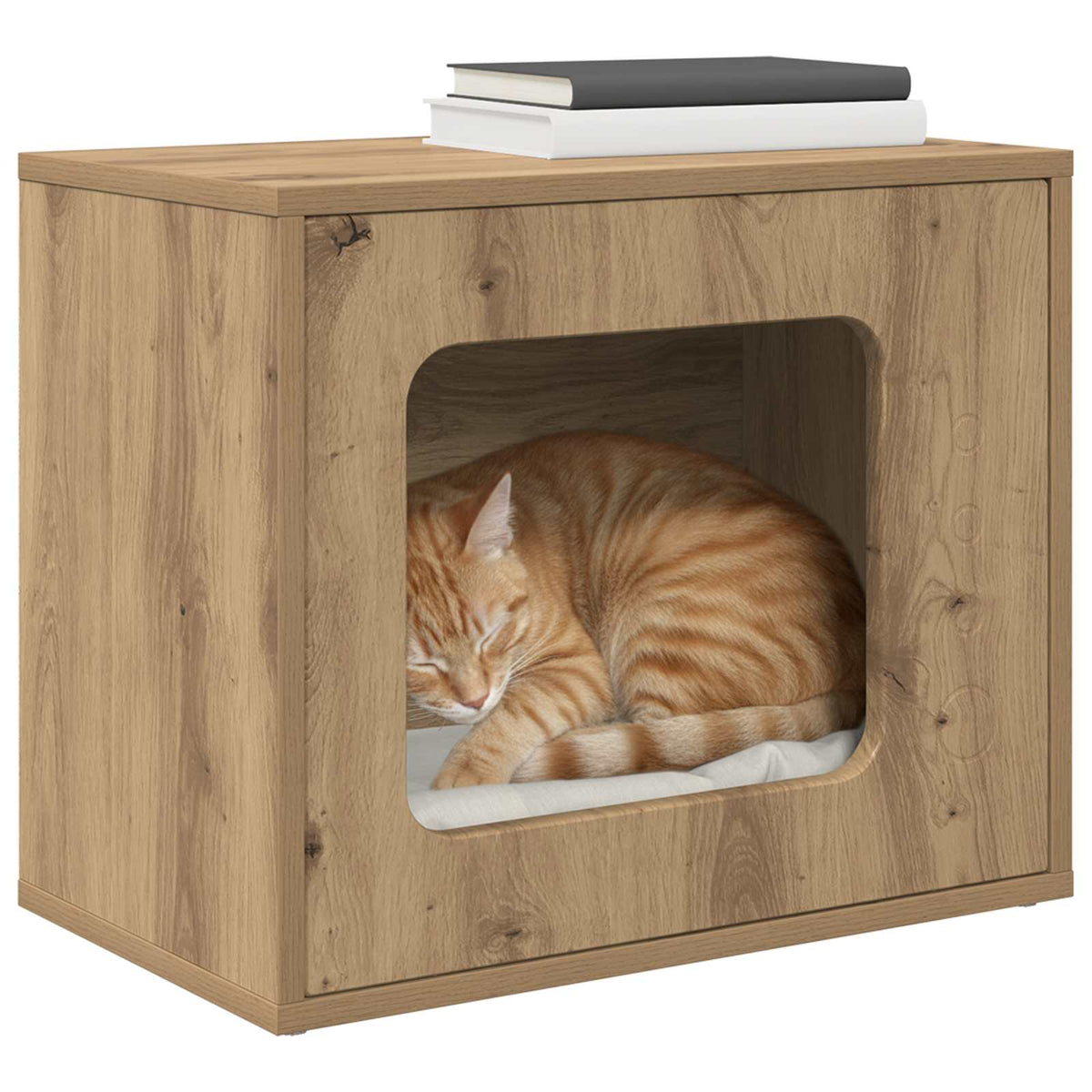 Vidaxl kattenhuis artisanaal eiken 51 x 30 x 42,5 cm bewerkt hout