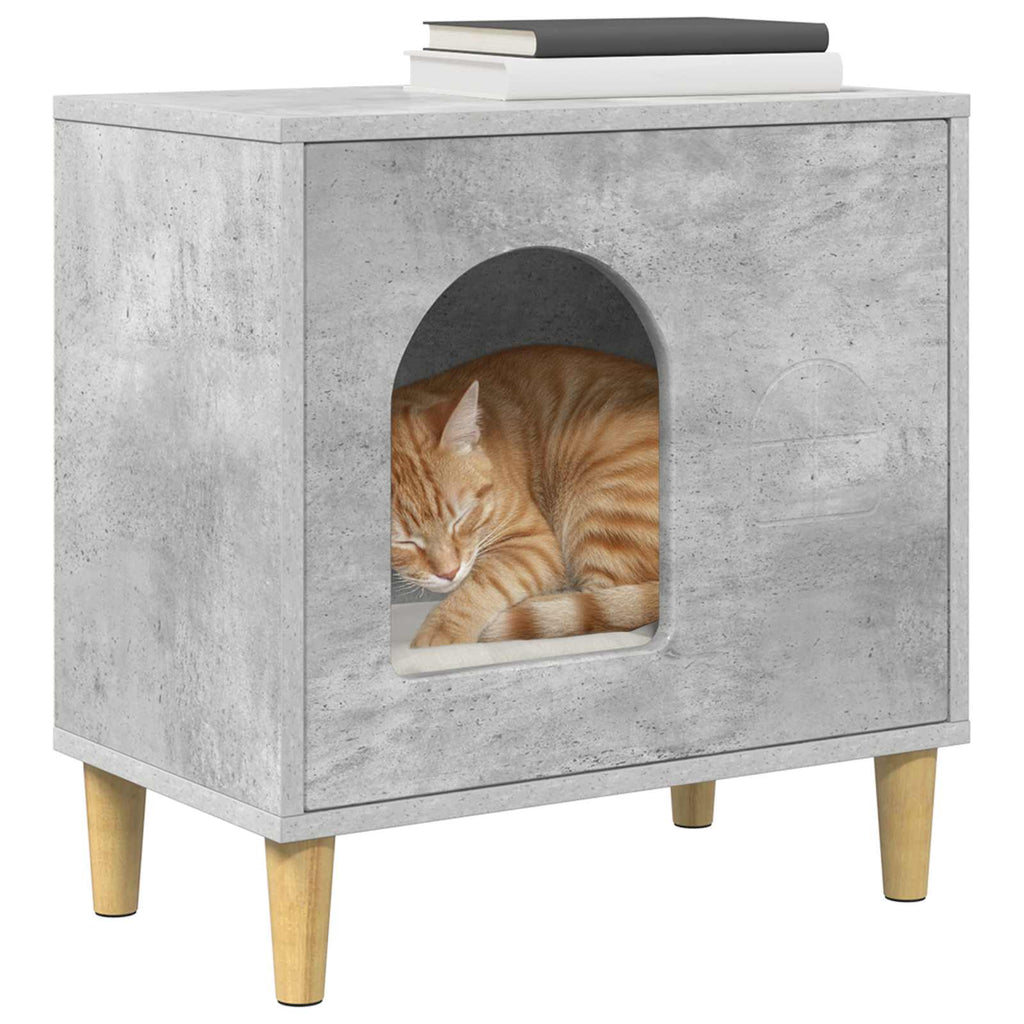 Vidaxl kattenhuis beton 51 x 30 x 52 cm bewerkt hout