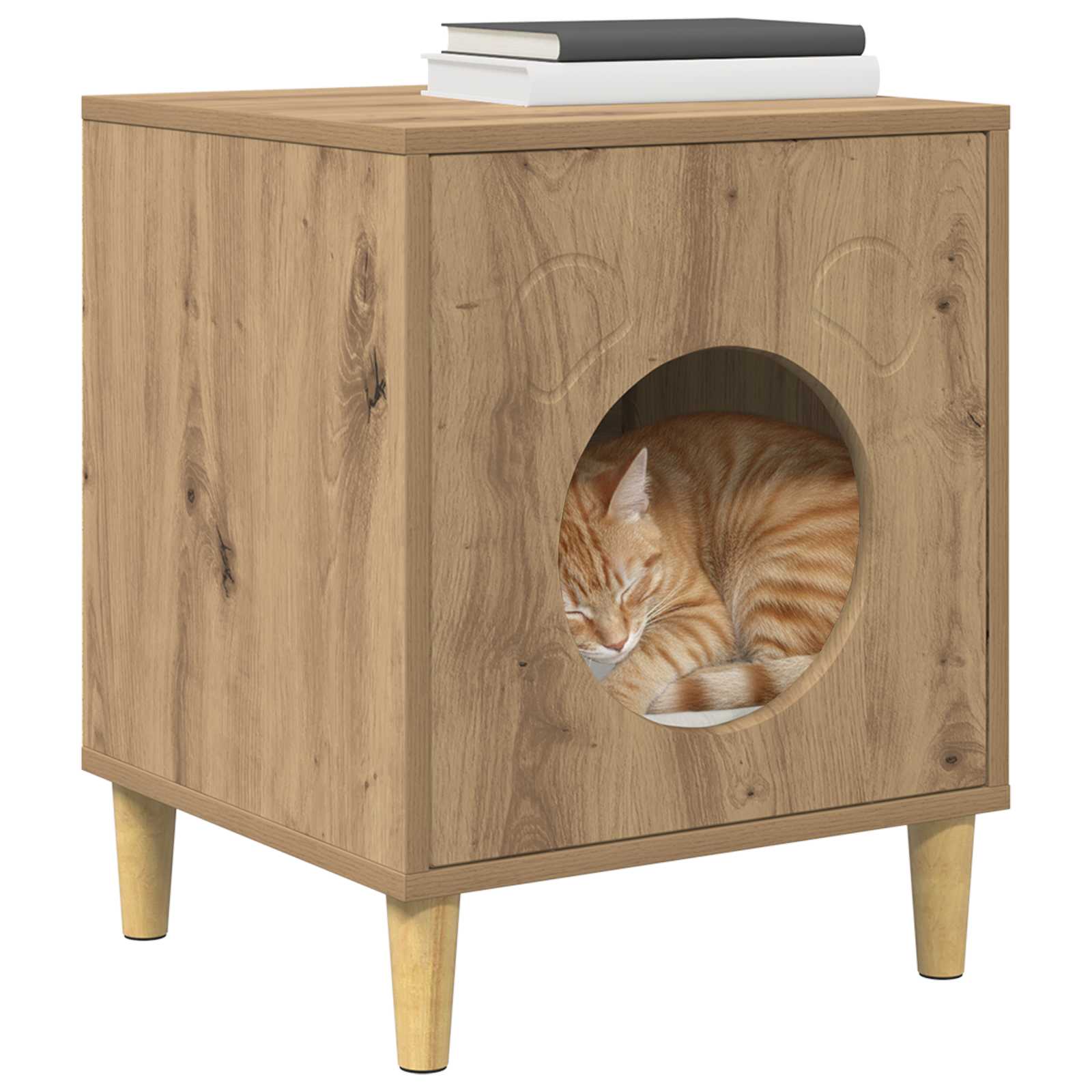 Vidaxl kattenhuis ambachtelijk eiken 42,5 x 40 x 53 cm bewerkt hout