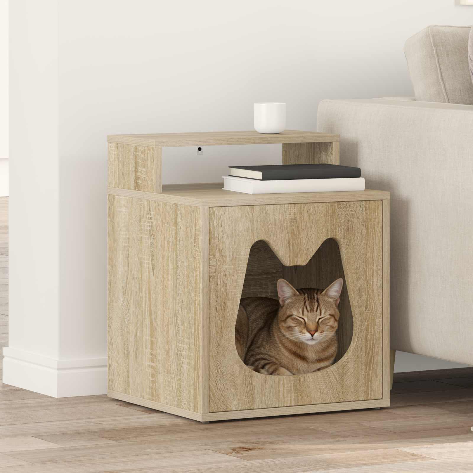 Vidaxl kattenhuis sonoma 42,5 x 40 x 53,5 cm bewerkt hout