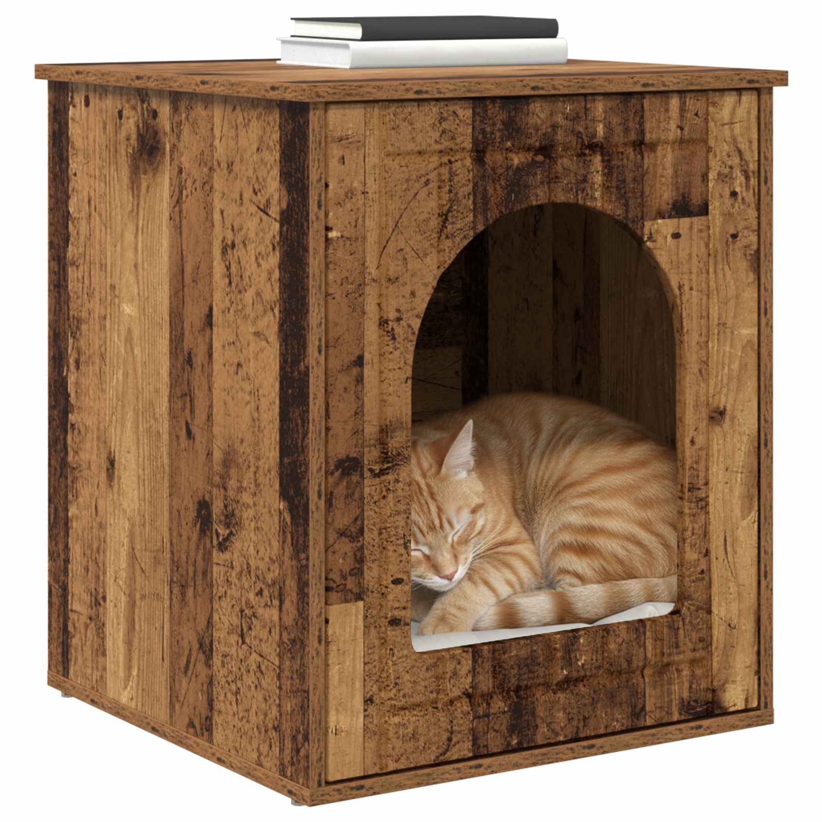Vidaxl kattenhuis oudhout 53 x 52 x 62 cm bewerkt hout