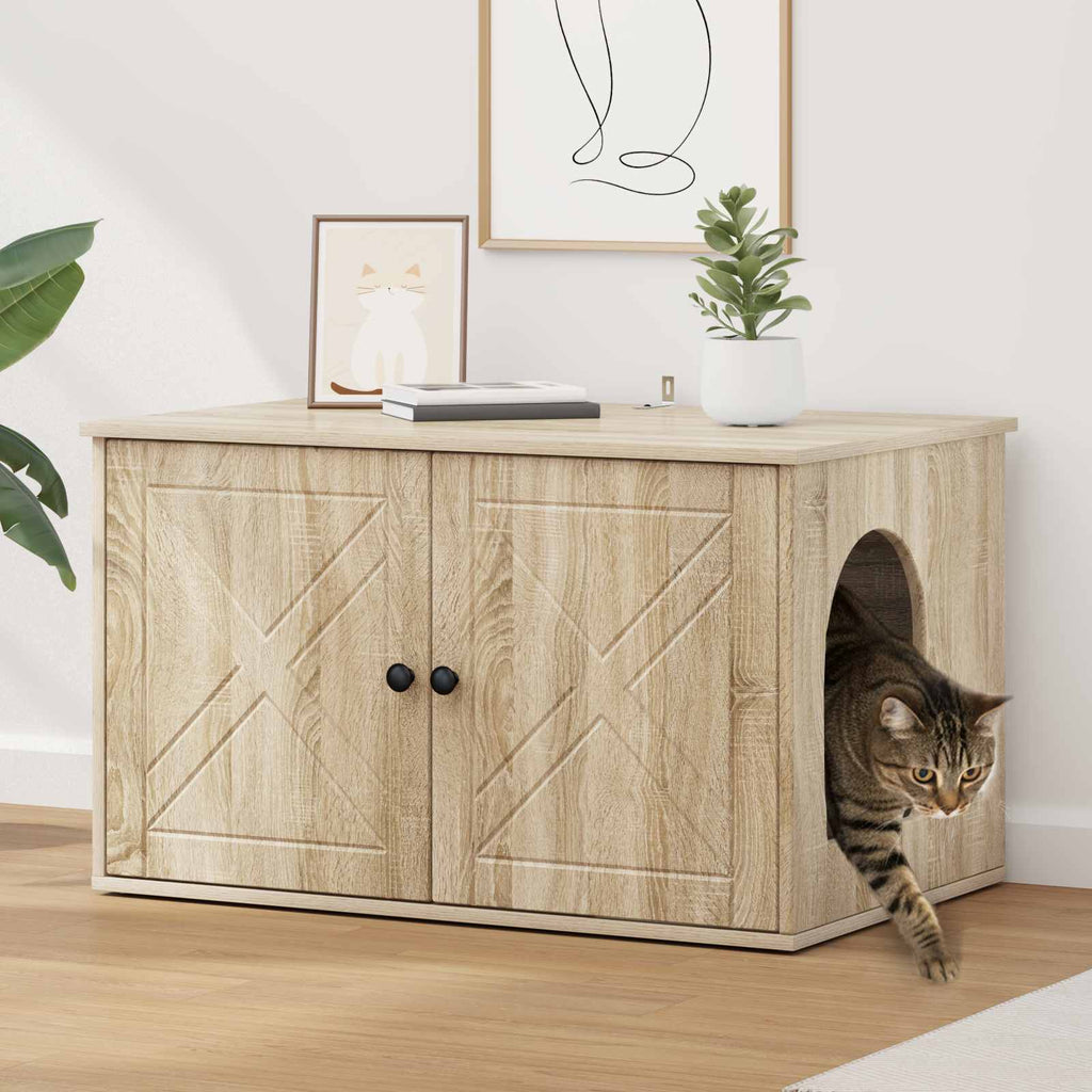 Vidaxl kattenhuis sonoma 85 x 55 x 50,5 cm bewerkt hout