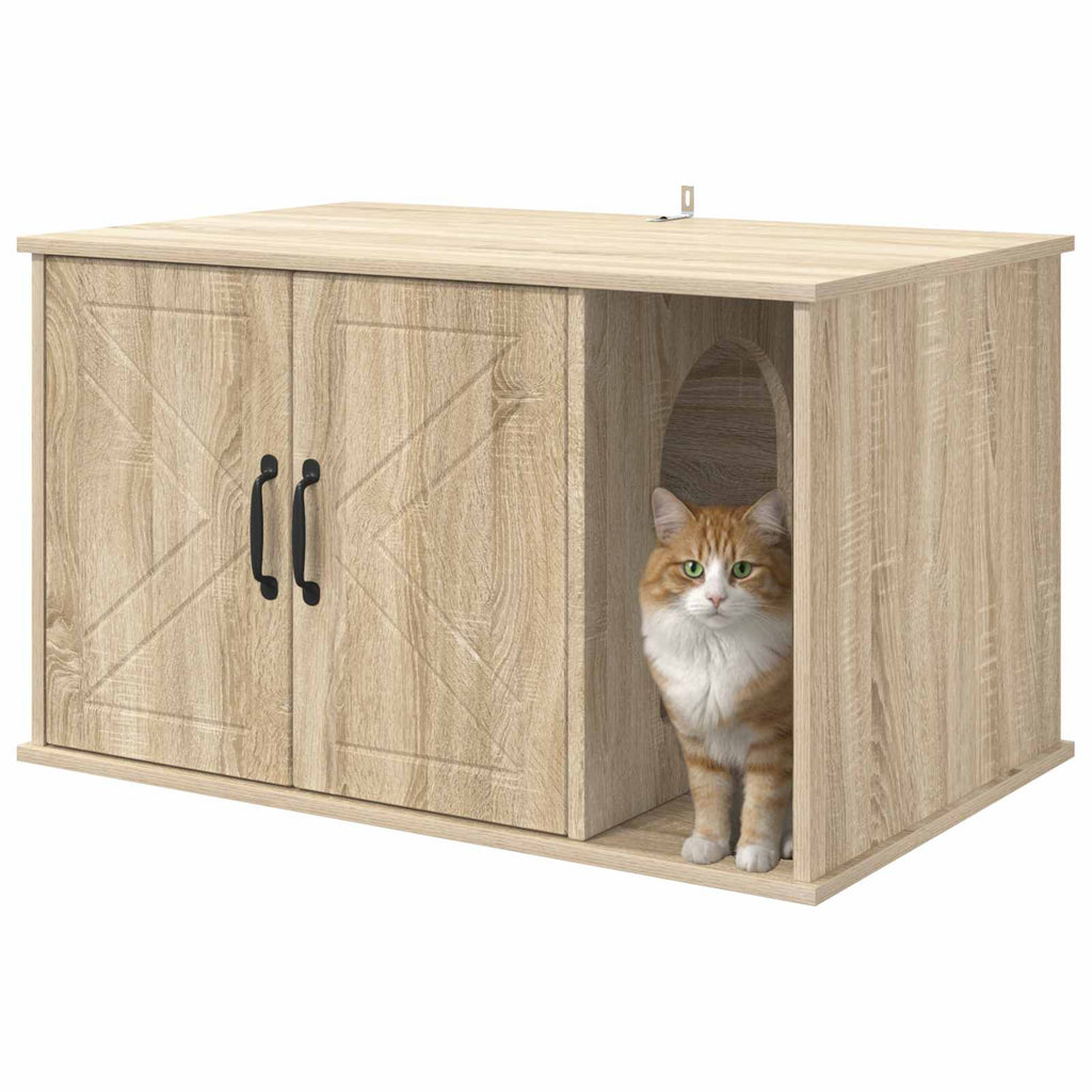 Vidaxl kattenhuis sonoma 85 x 55 x 50 cm bewerkt hout