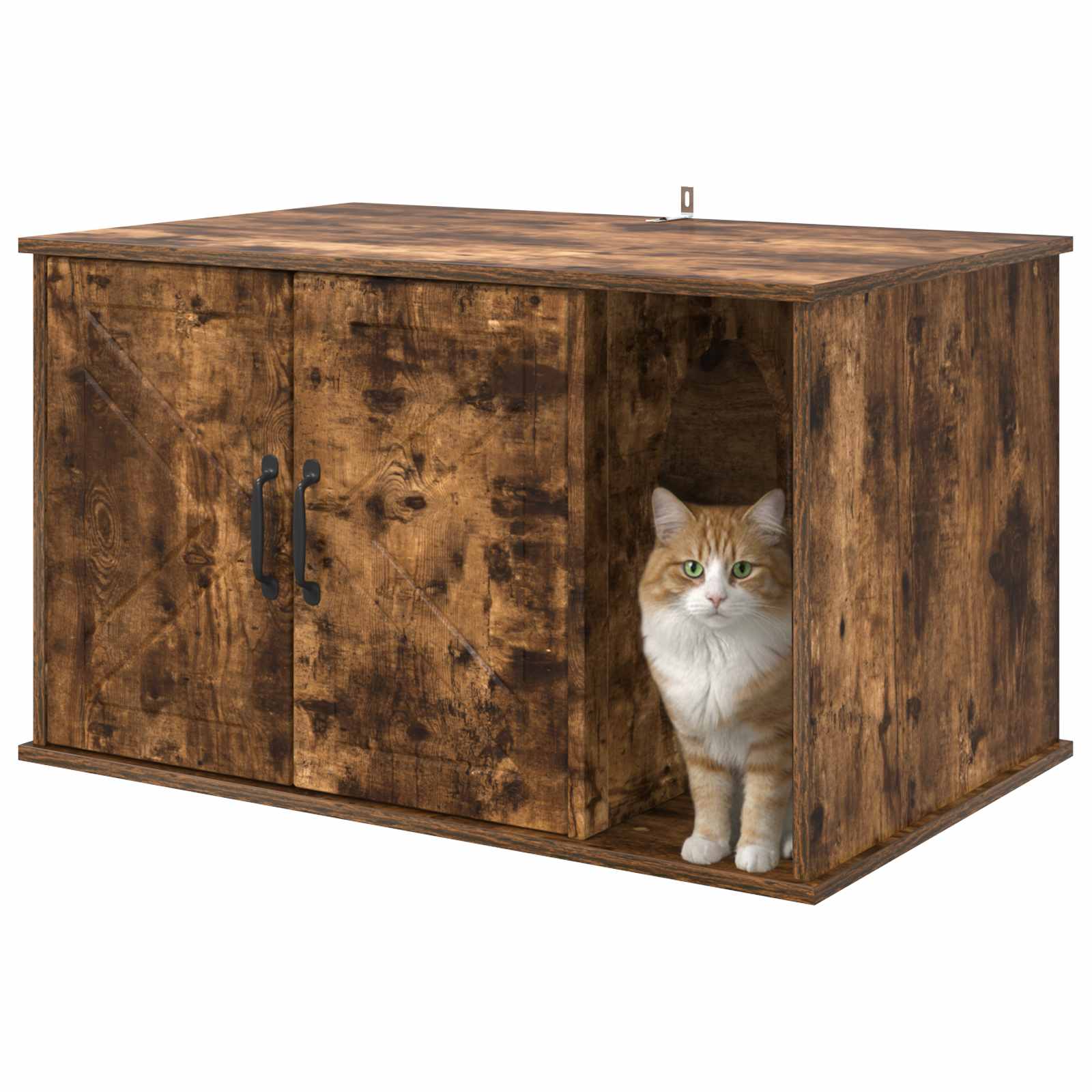 Vidaxl kattenhuis gerookt eiken 85 x 55 x 50 cm bewerkt hout