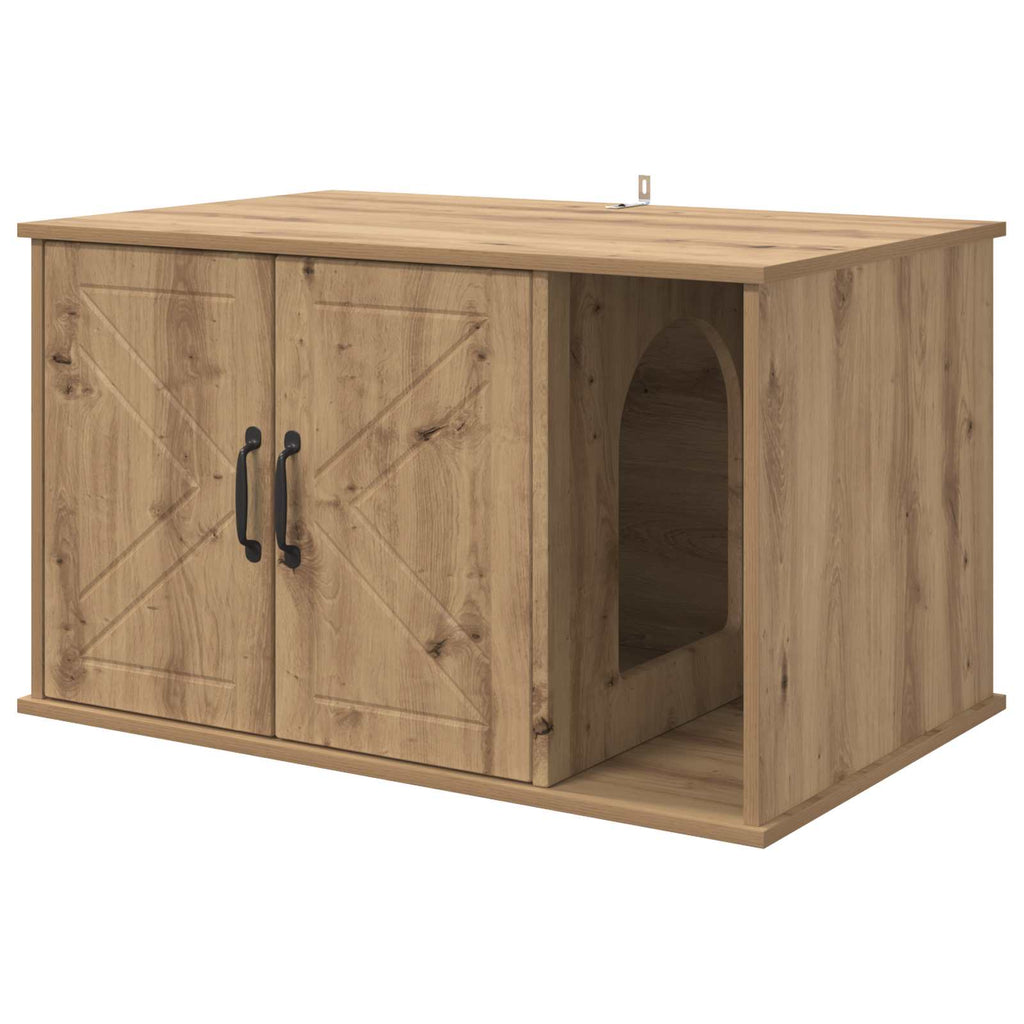 Vidaxl kattenhuis ambachtelijk eiken 85 x 55 x 50 cm bewerkt hout