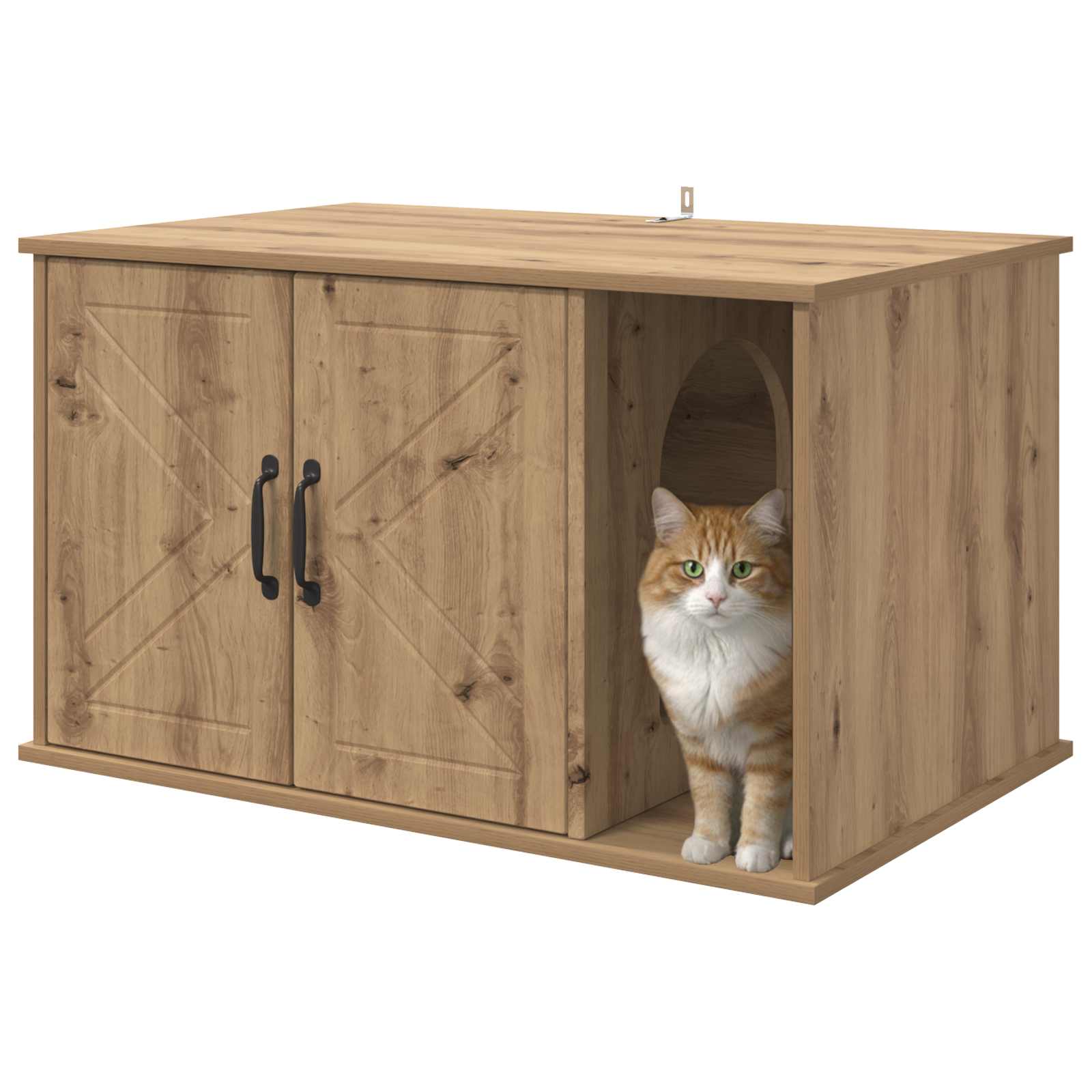 Vidaxl kattenhuis ambachtelijk eiken 85 x 55 x 50 cm bewerkt hout