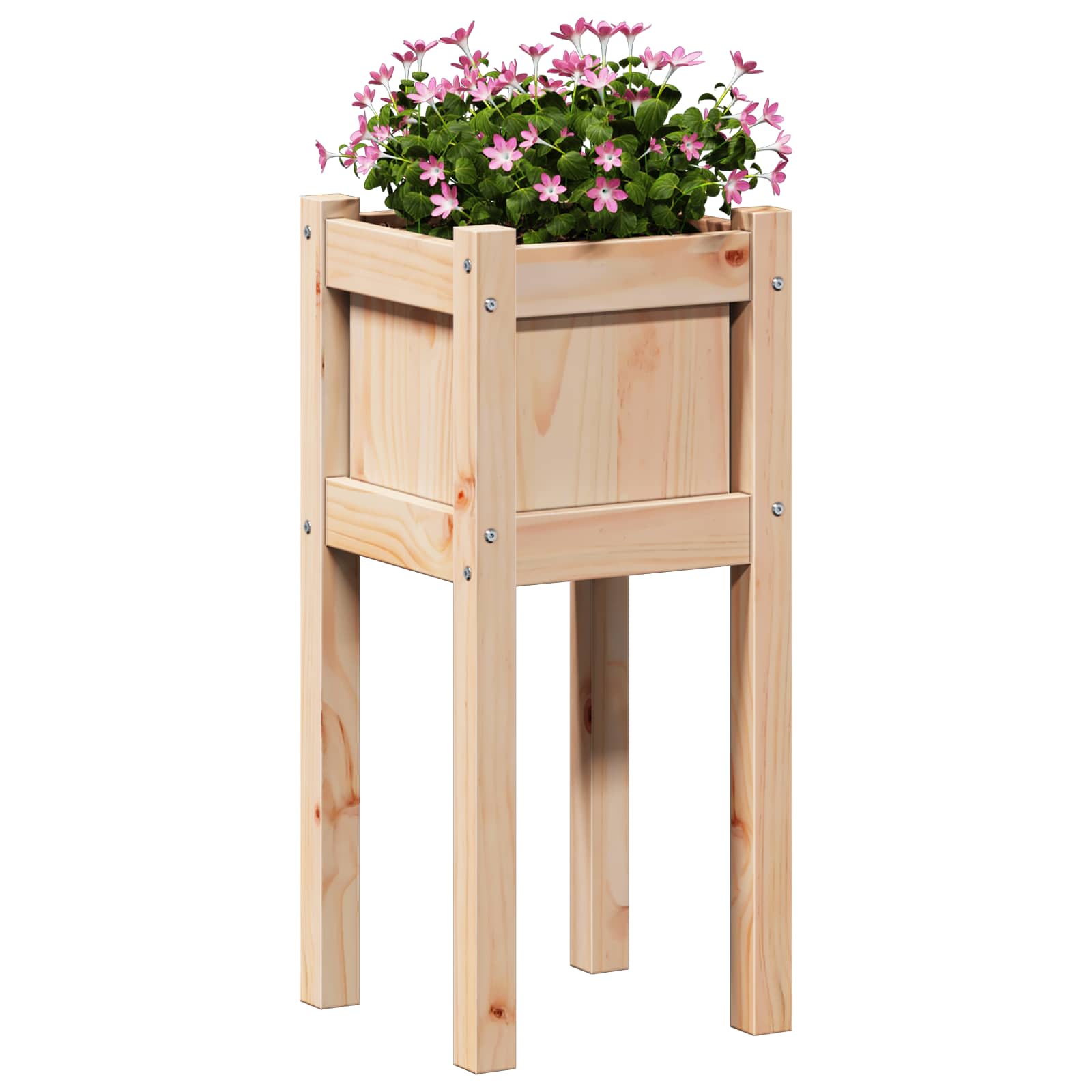 Vidaxl tuin bloempot natuur 31 x 31 x 70 cm massief grenenhout