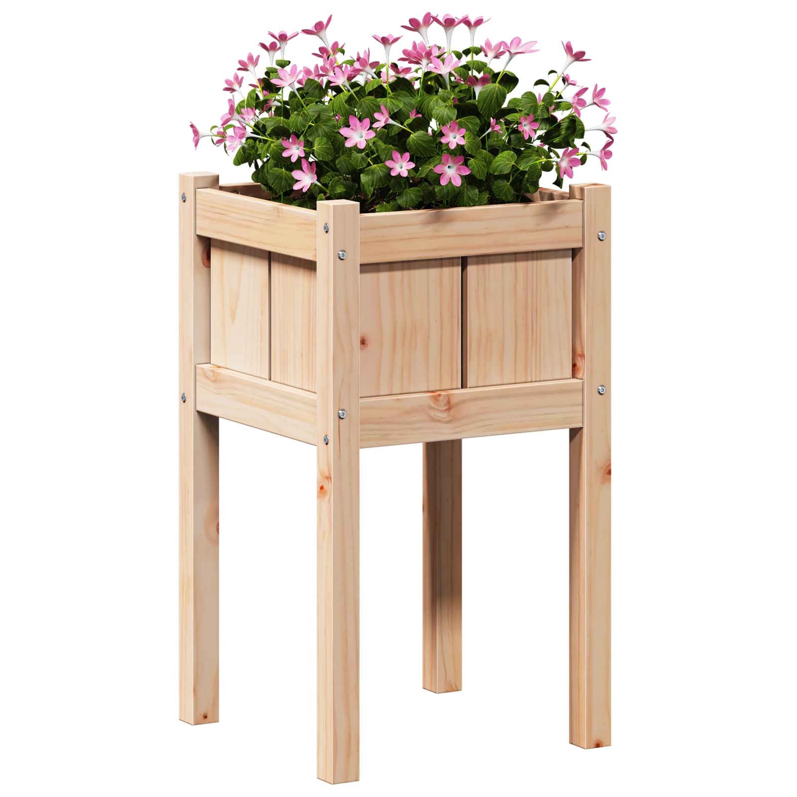 Vidaxl tuin bloempot natuur 40 x 40 x 70 cm massief grenenhout