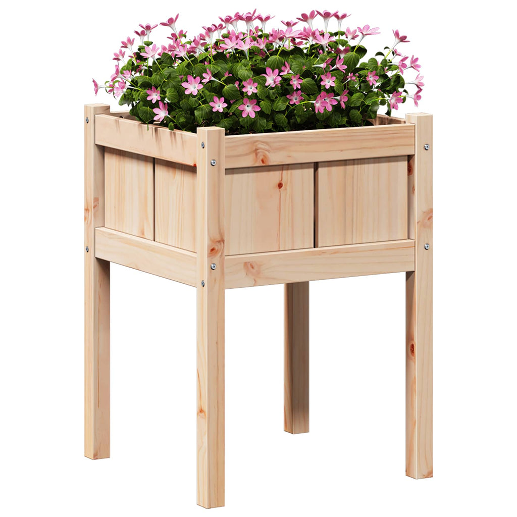 Vidaxl tuin bloempot natuur 50 x 50 x 70 cm massief grenenhout