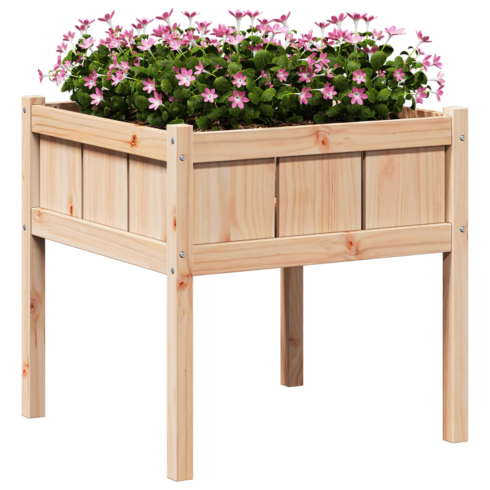 Vidaxl tuin bloempot natuur 70 x 70 x 70 cm massief grenenhout