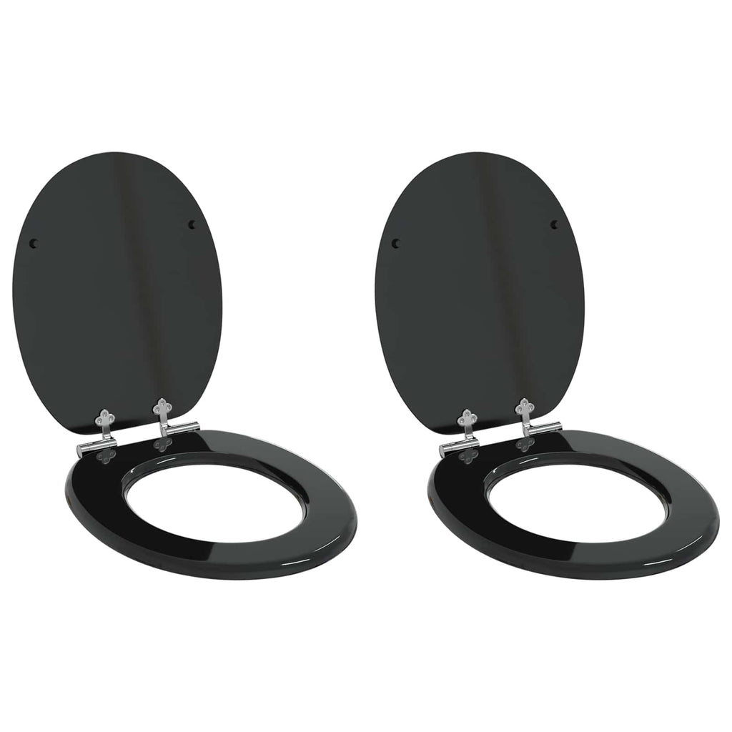 Vidaxl zachte sluit toiletbril 2 pcs zwart 44 x 38 cm mdf-plaat