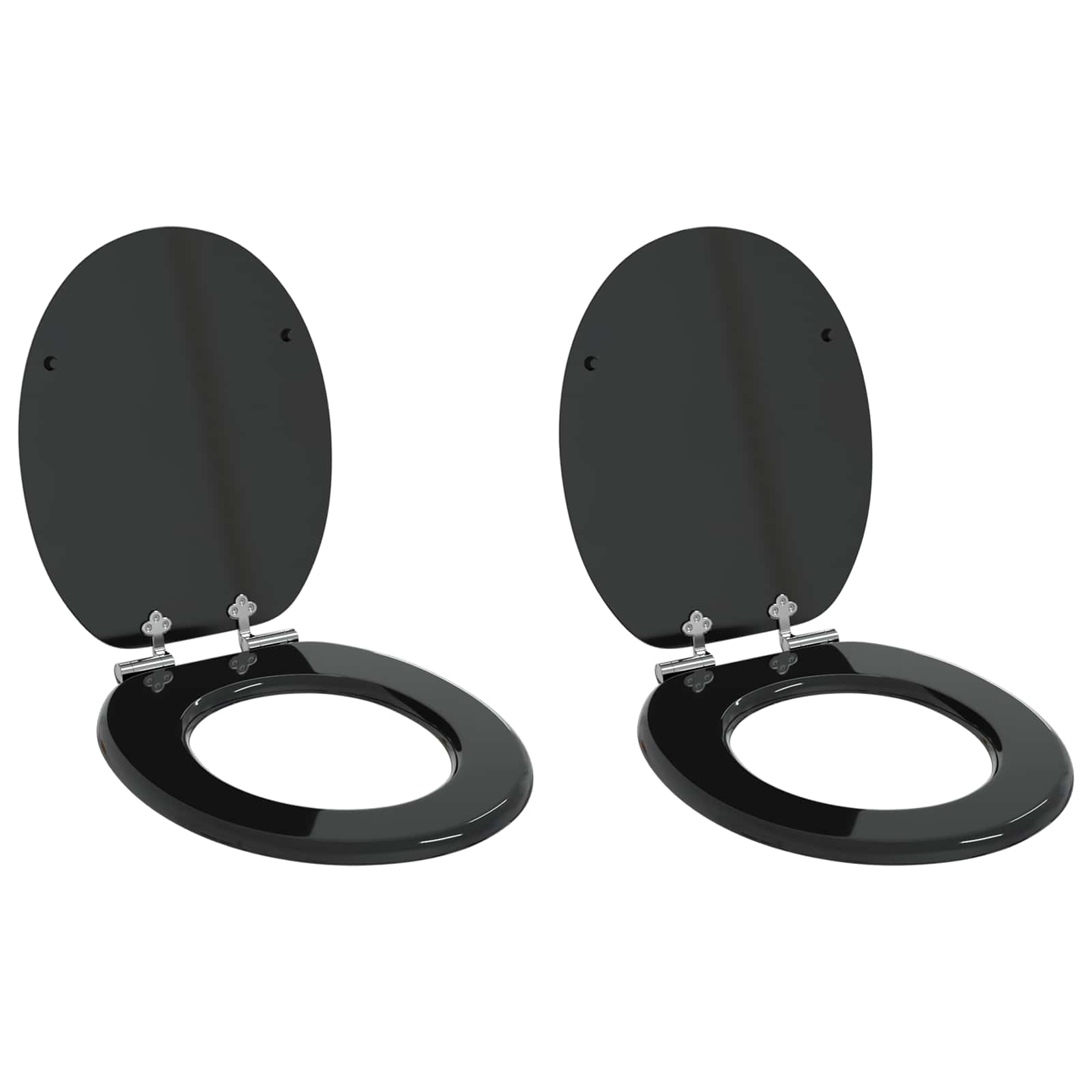 Vidaxl zachte sluit toiletbril 2 pcs zwart 44 x 38 cm mdf-plaat