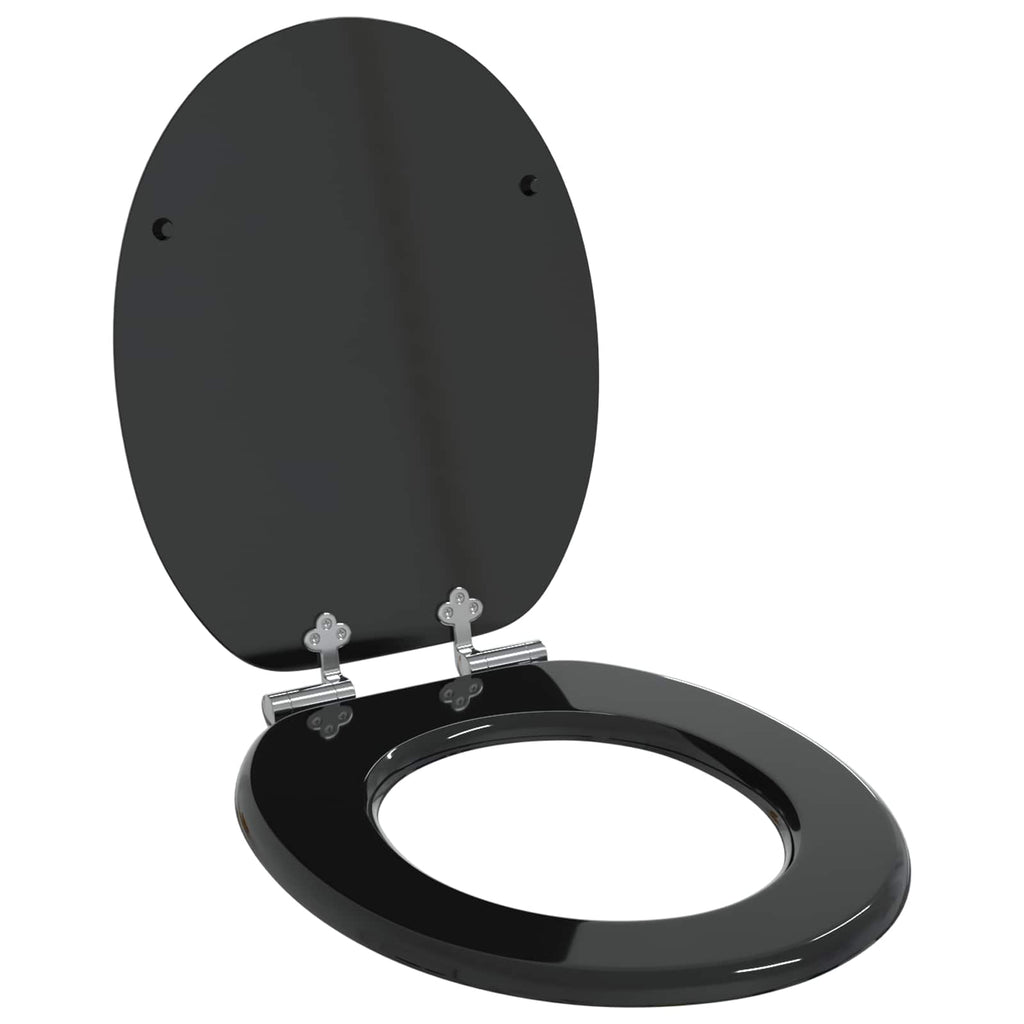Vidaxl zachte sluit toiletbril 2 pcs zwart 44 x 38 cm mdf-plaat