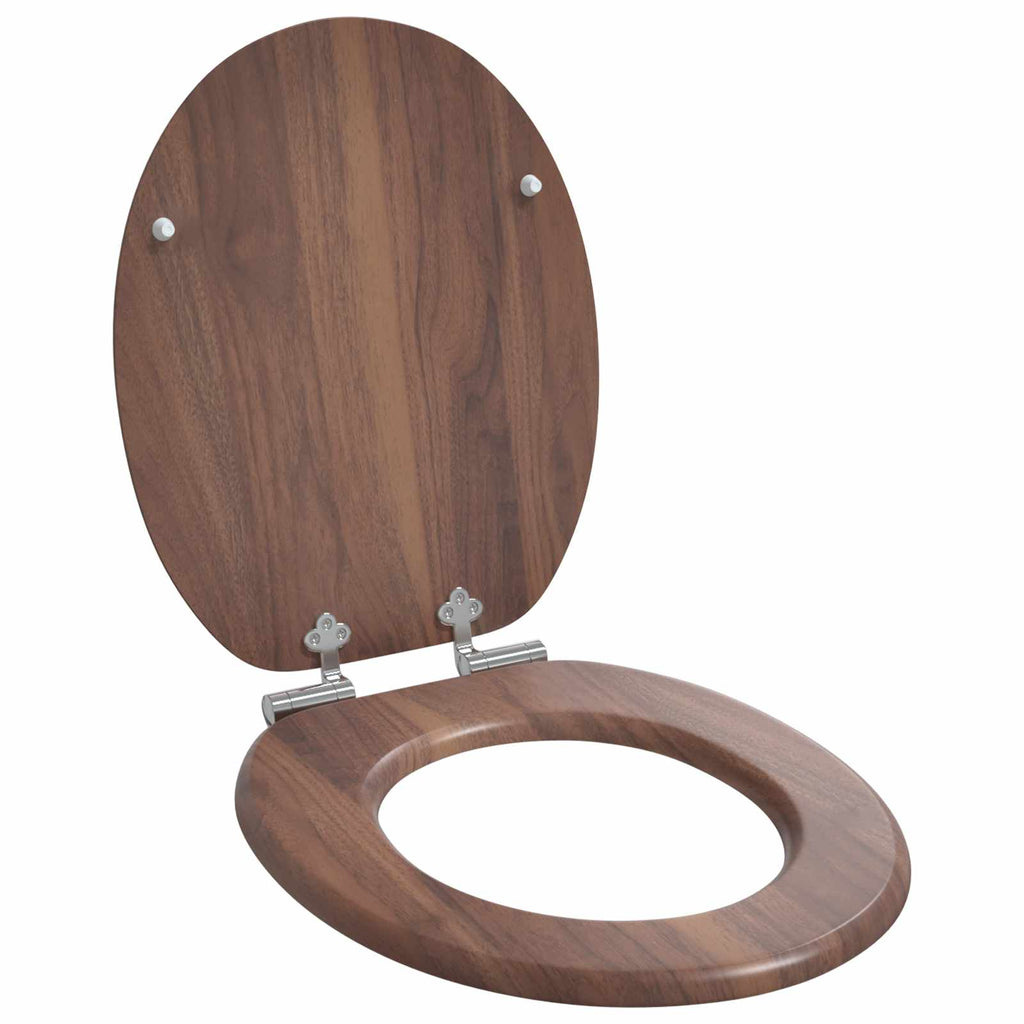 Vidaxl zachte sluit toiletbril 2 pcs bruin 44 x 38 cm mdf-plaat