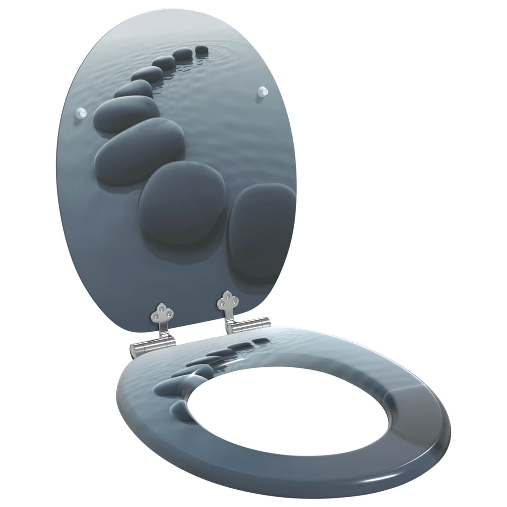 Vidaxl zachte sluit toiletbril 2 pcs grijs 44 x 38 cm mdf-plaat