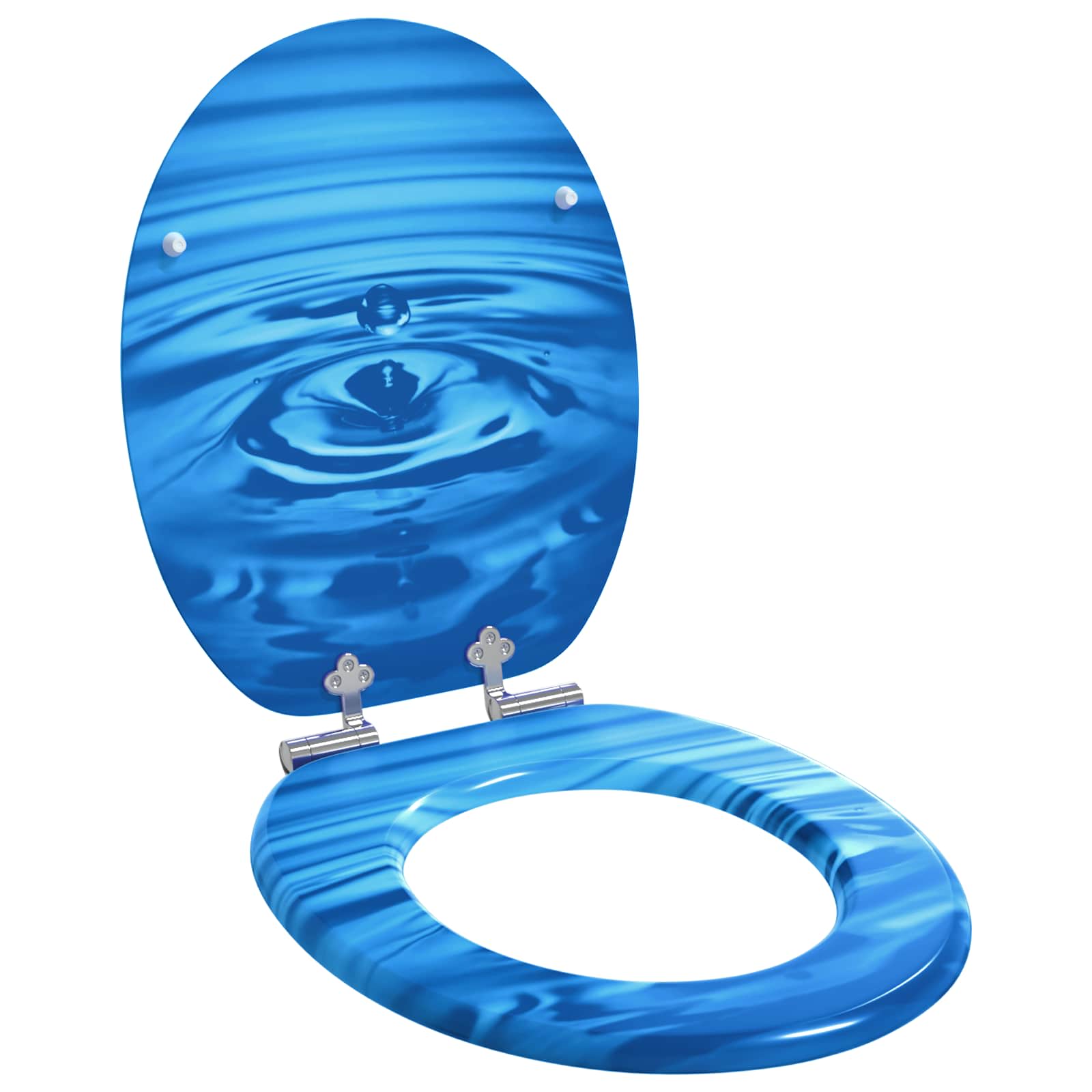 Vidaxl zachte sluit toiletbril 2 pcs blauwe druppel 44 x 38 cm
