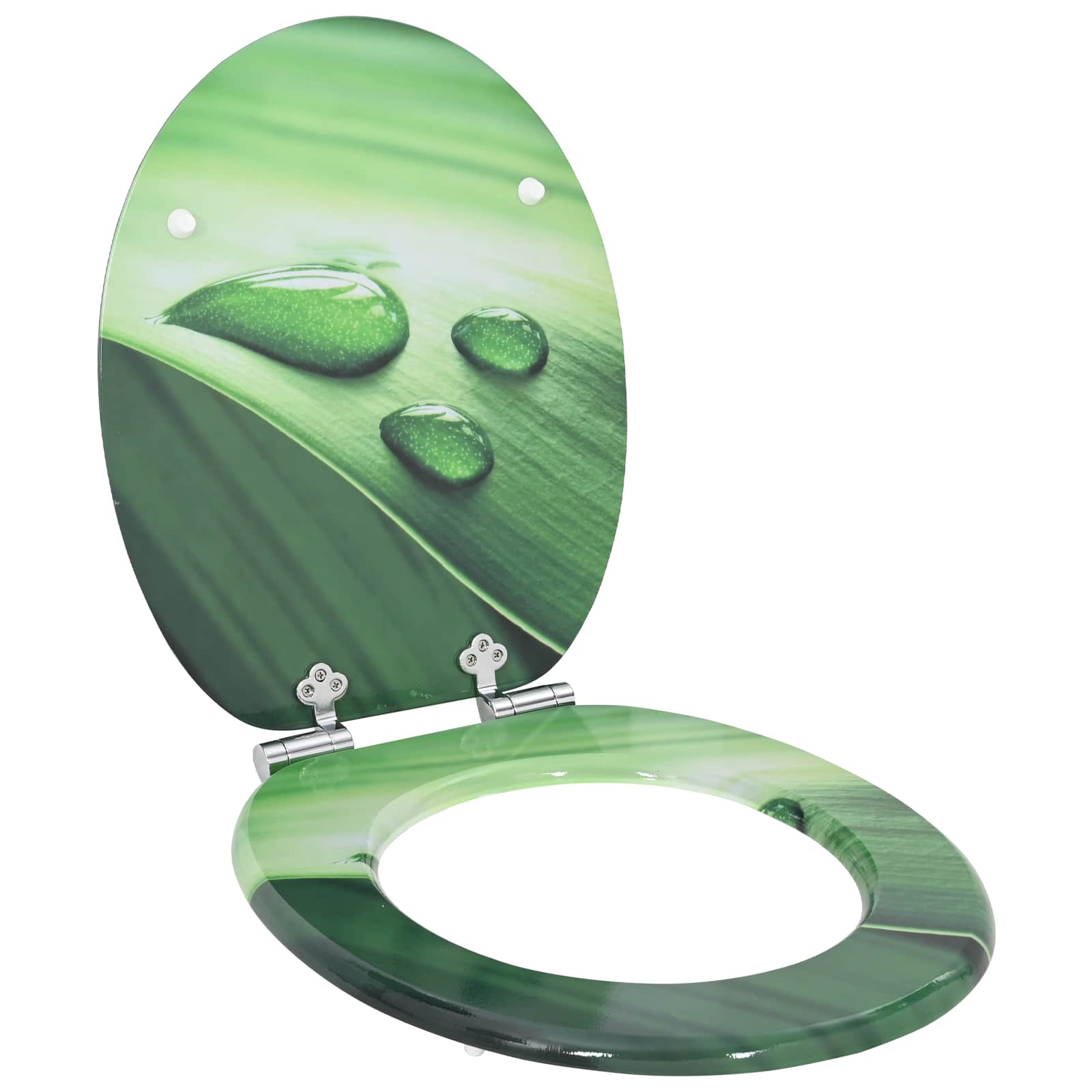 Vidaxl zachte sluit toiletbril 2 pcs groene druppel 44 x 38 cm