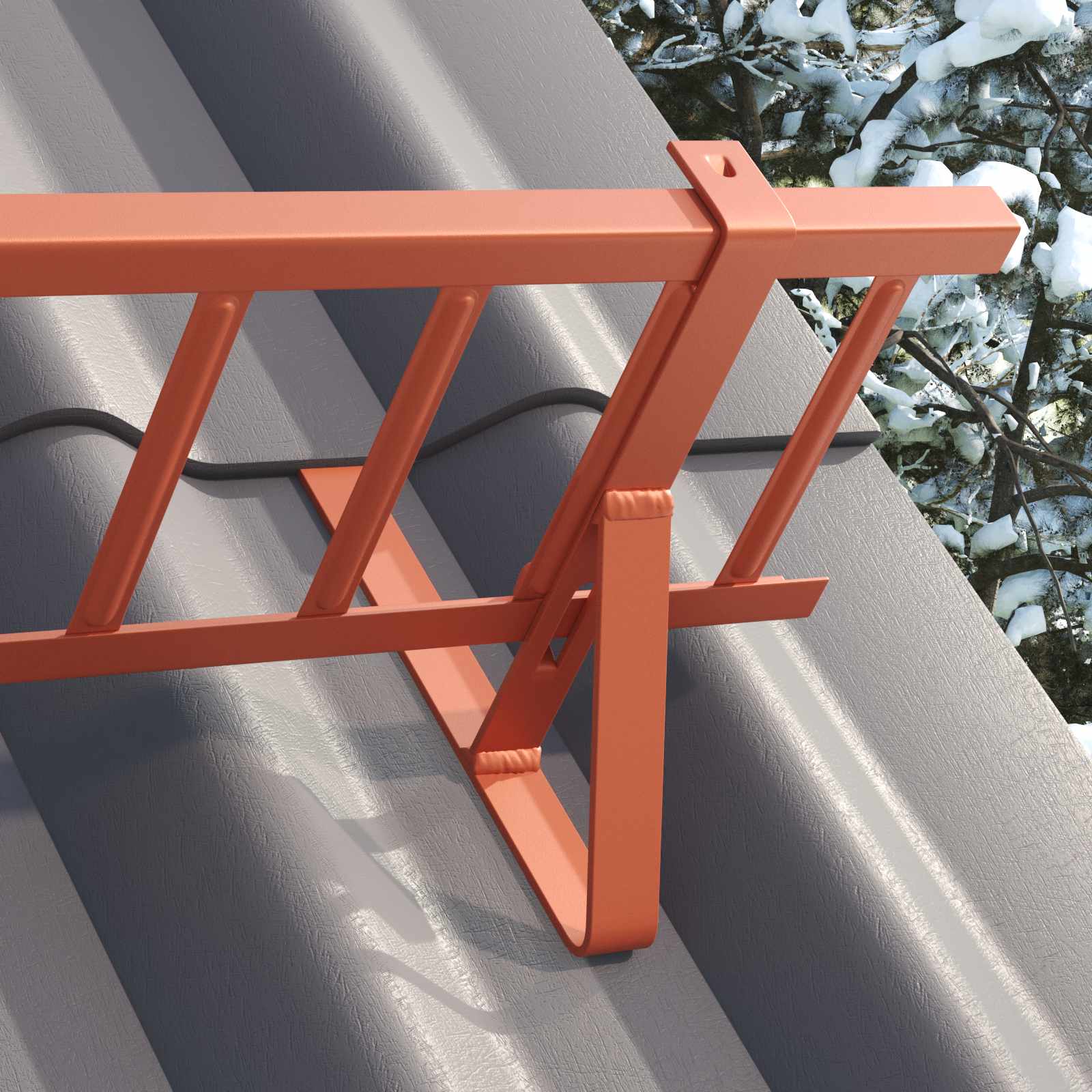 Vidaxl dak sneeuwbeugel rood 300 x 29,5 x 34,5 cm staal