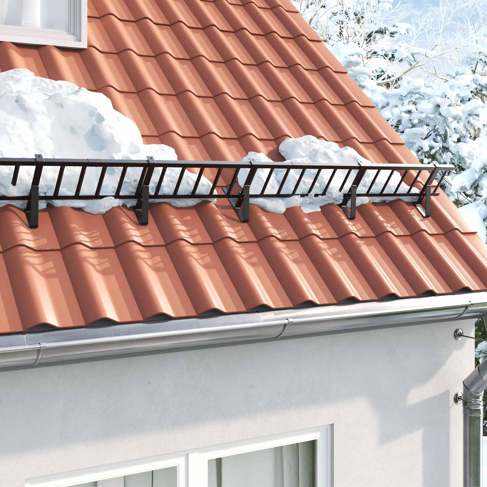 Vidaxl sneeuwbeveiligingsteun 6 pcs zwart 29,5 x 3 x 34,5 cm staal