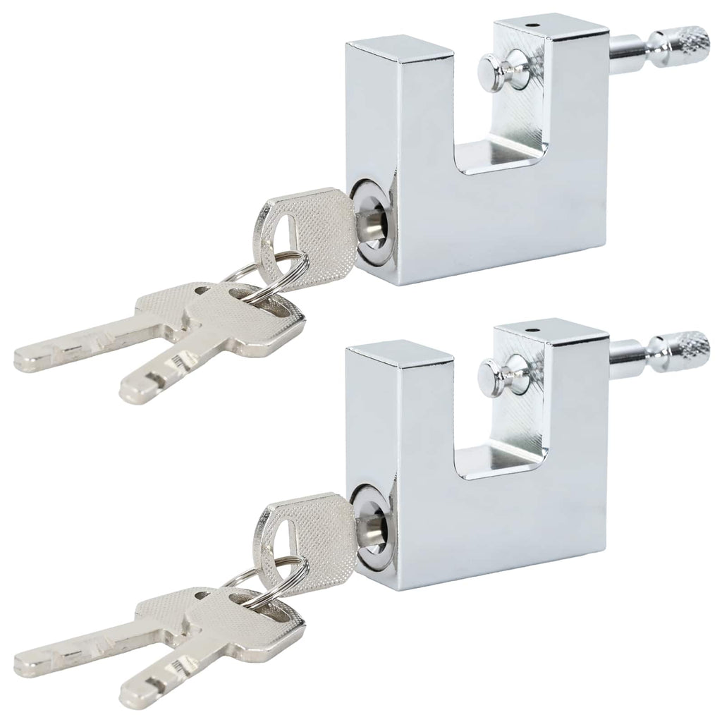 Vidaxl hangslot 2 pcs zilver 5 x 1,9 x 4,5 cm ijzer