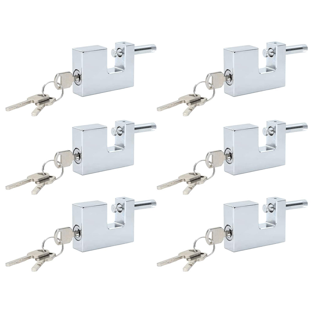 Vidaxl hangslot 6 pcs zilver 6 x 2 x 4,5 cm ijzer