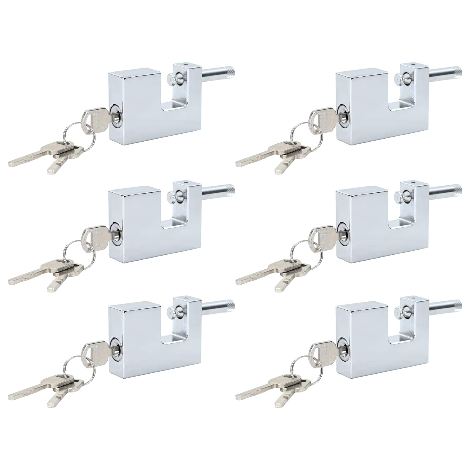 Vidaxl hangslot 6 pcs zilver 6 x 2 x 4,5 cm ijzer