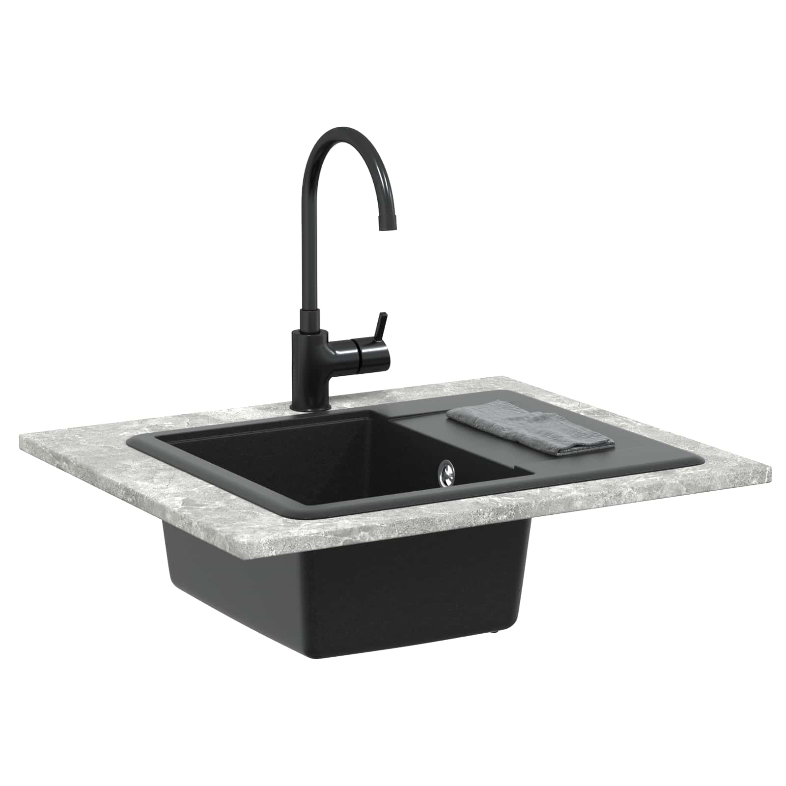 Vidaxl wasbak zwart 560 x 460 mm 80% kwarts en 20% hars