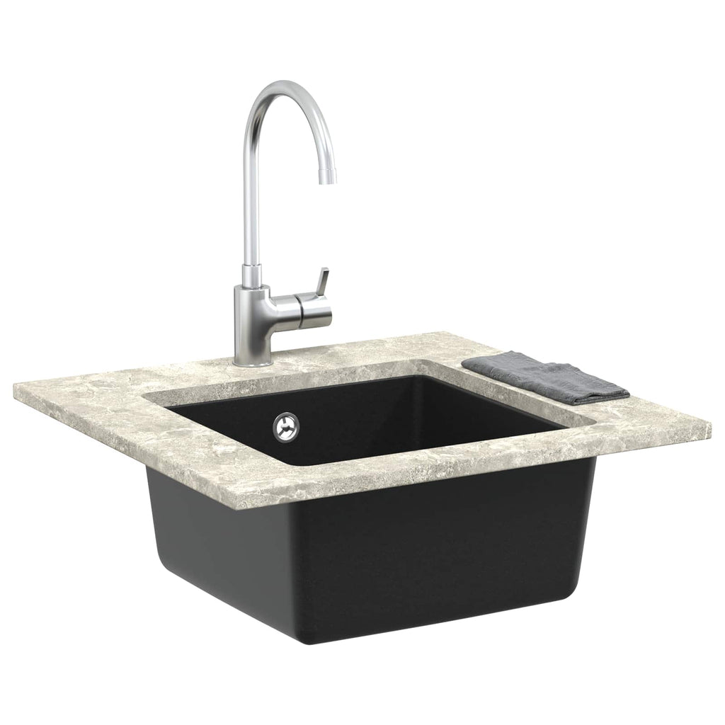 Vidaxl wasbak zwart 430 x 460 mm 80% kwarts en 20% hars
