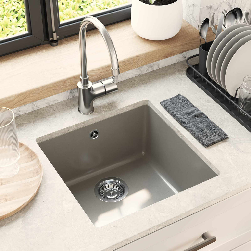 Vidaxl wasbak 80% kwarts en 20% hars 430 x 460 mm grijs