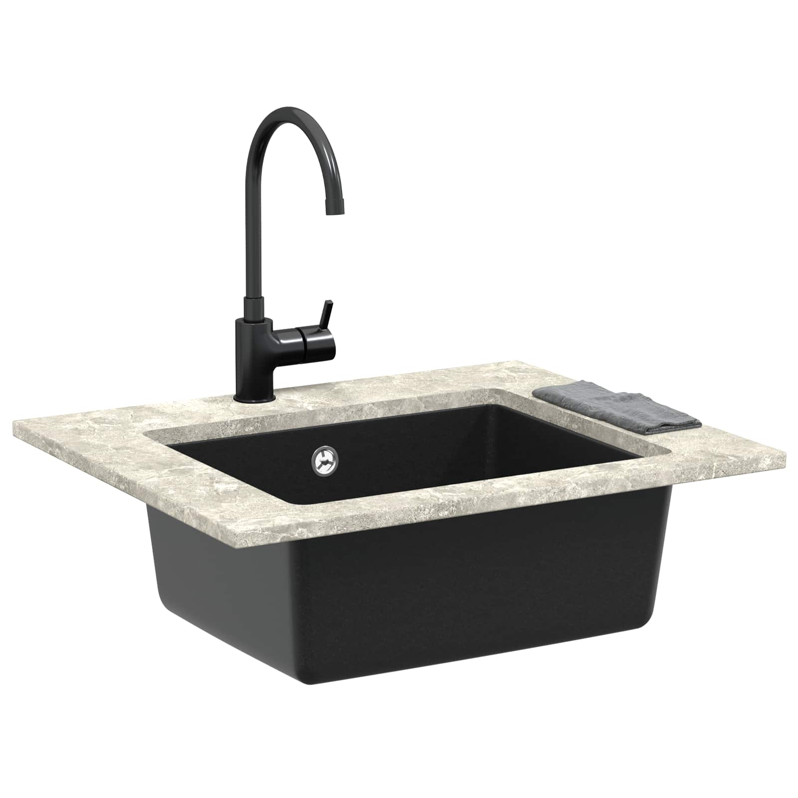 Vidaxl wasbak zwart 530 x 460 mm 80% kwarts en 20% hars