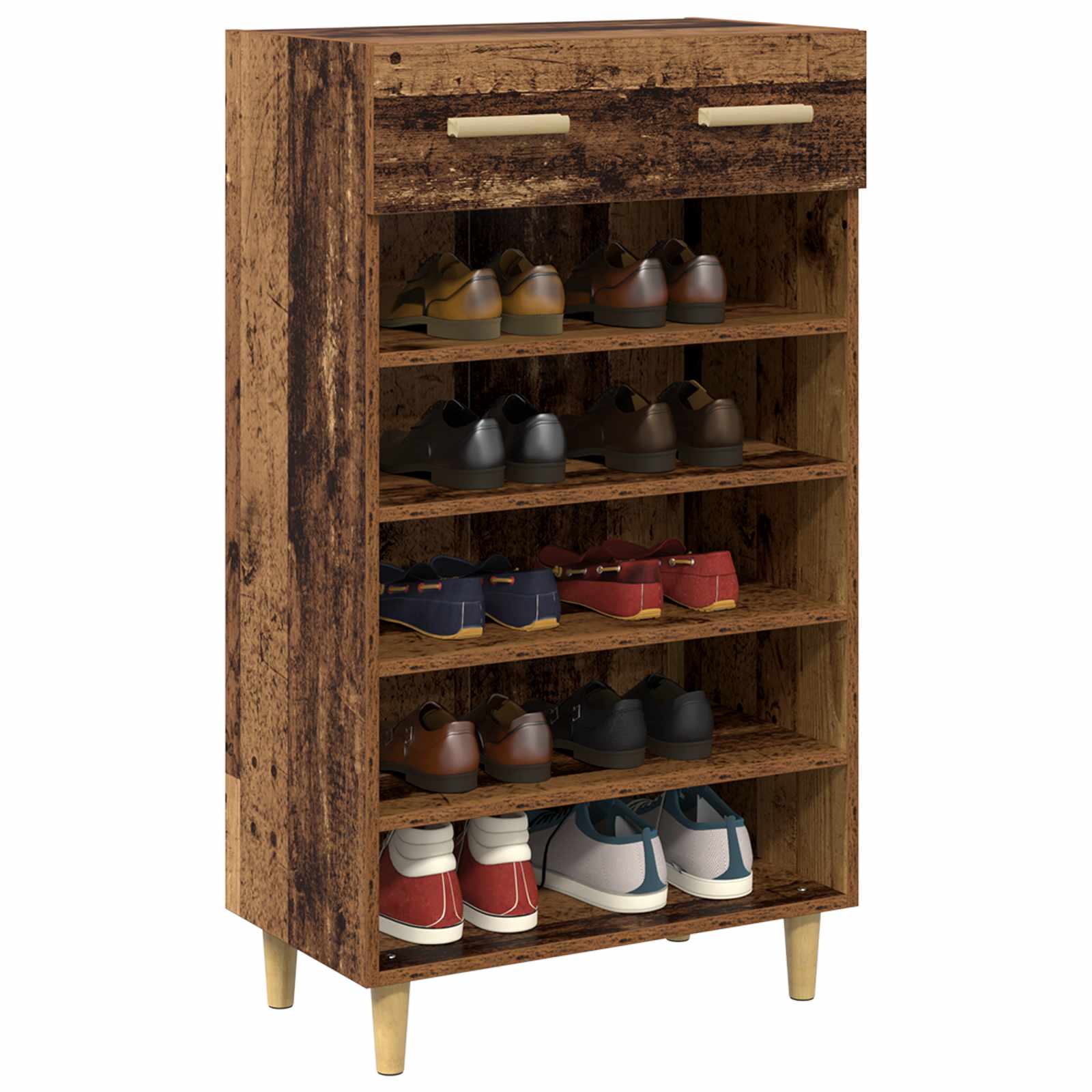 Vidaxl schoenenkast met lade oudhout 60 x 35 x 105 cm bewerkt hout