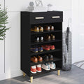 Vidaxl schoenenkast met lade zwart eiken 60 x 35 x 105 cm bewerkt hout
