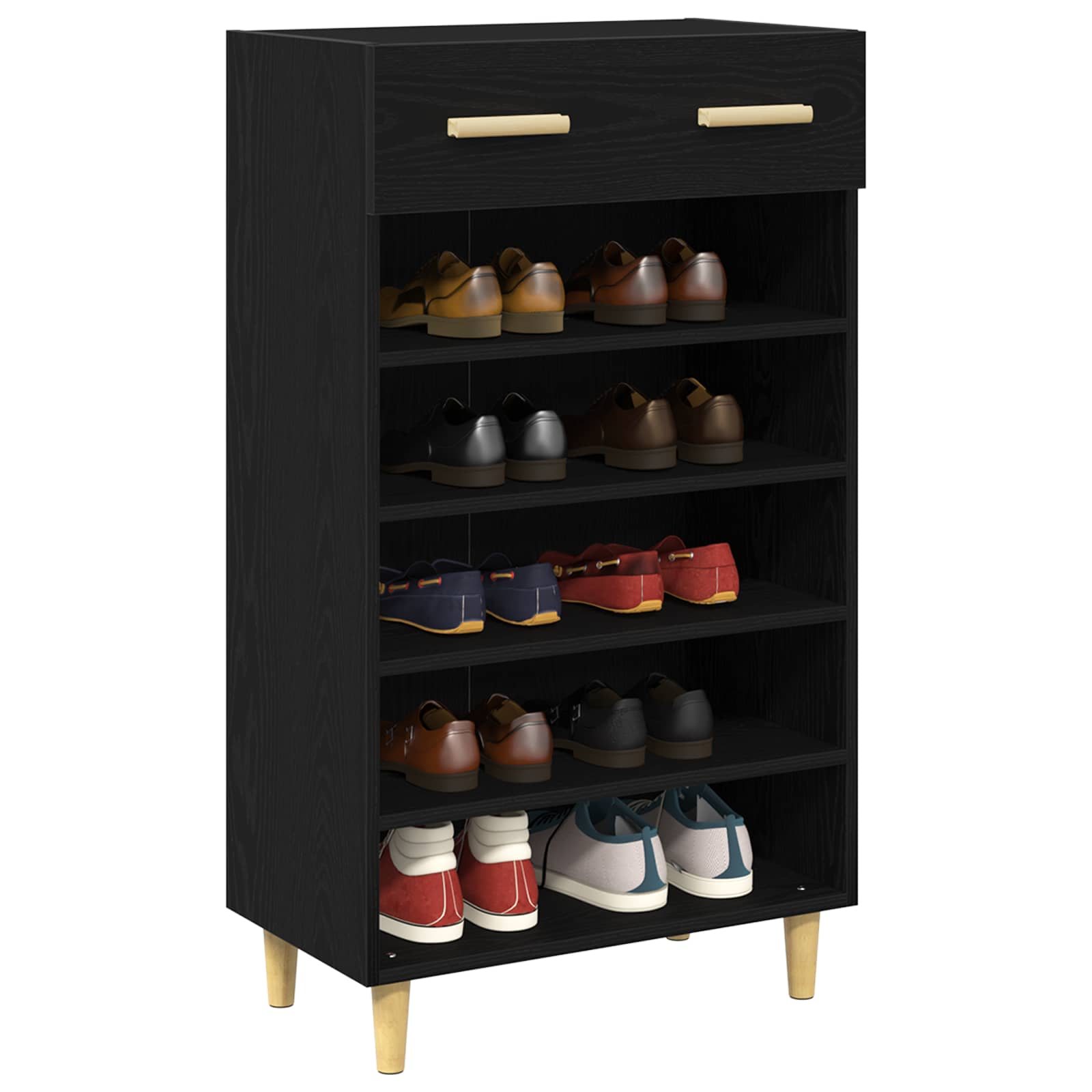 Vidaxl schoenenkast met lade zwart eiken 60 x 35 x 105 cm bewerkt hout