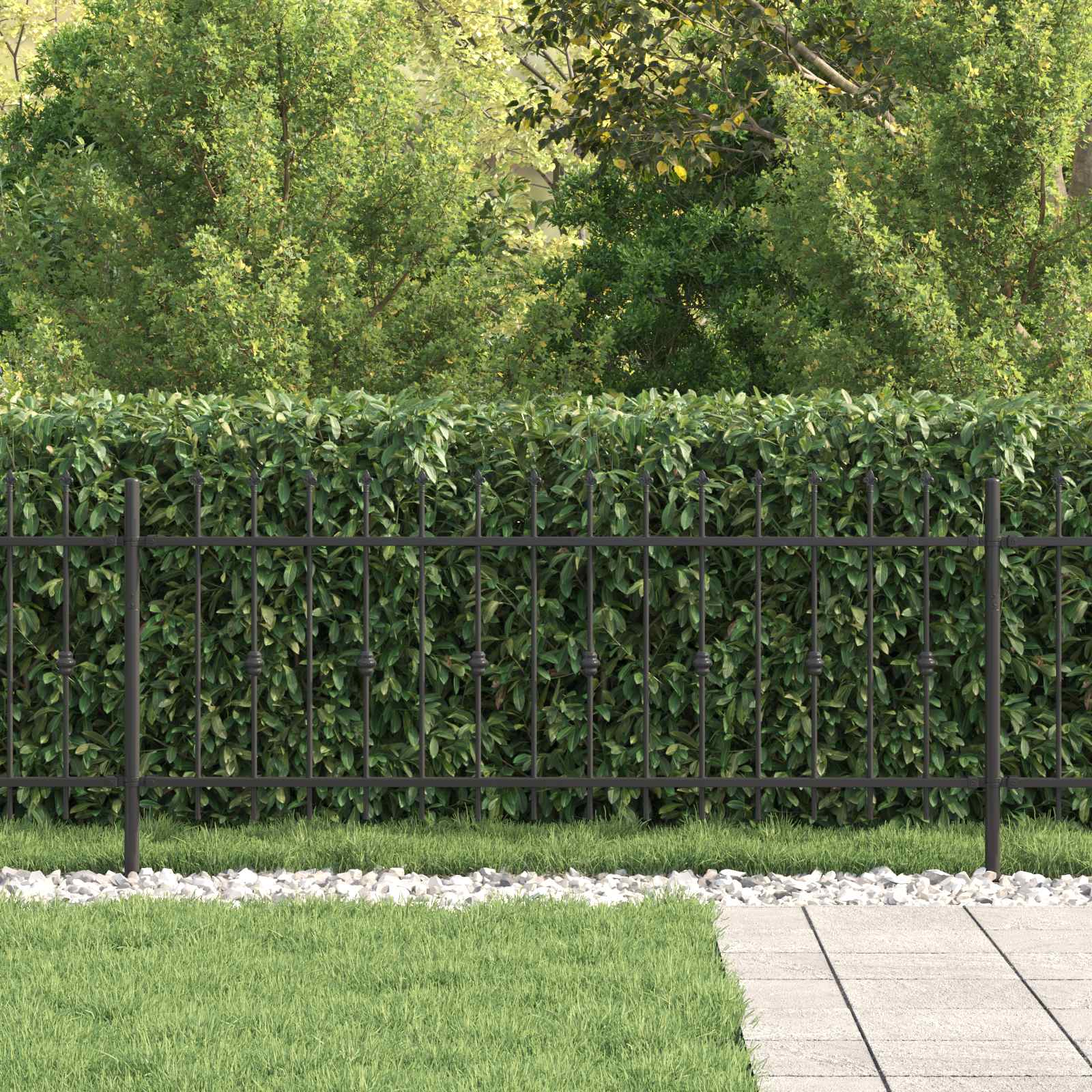 Vidaxl spike fence zwart 200 x 130 cm gepoedercoat staal