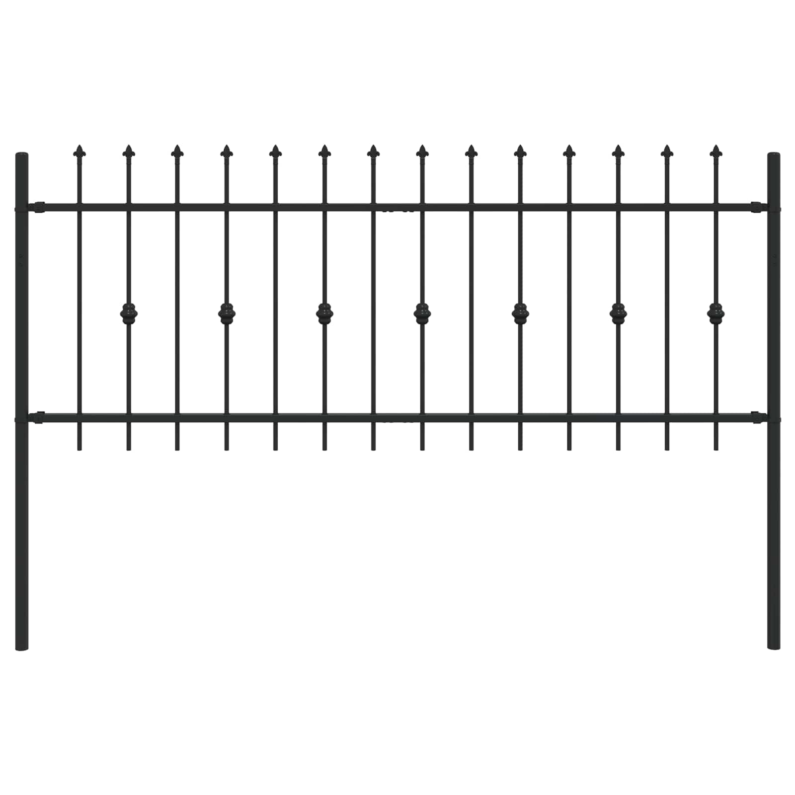 Vidaxl spike fence zwart 200 x 130 cm gepoedercoat staal