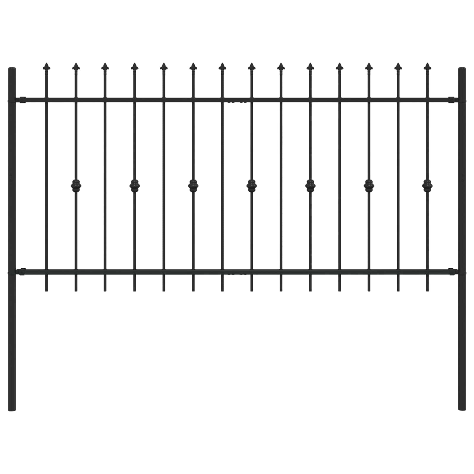 Vidaxl spike fence zwart 200 x 150 cm gepoedercoat staal