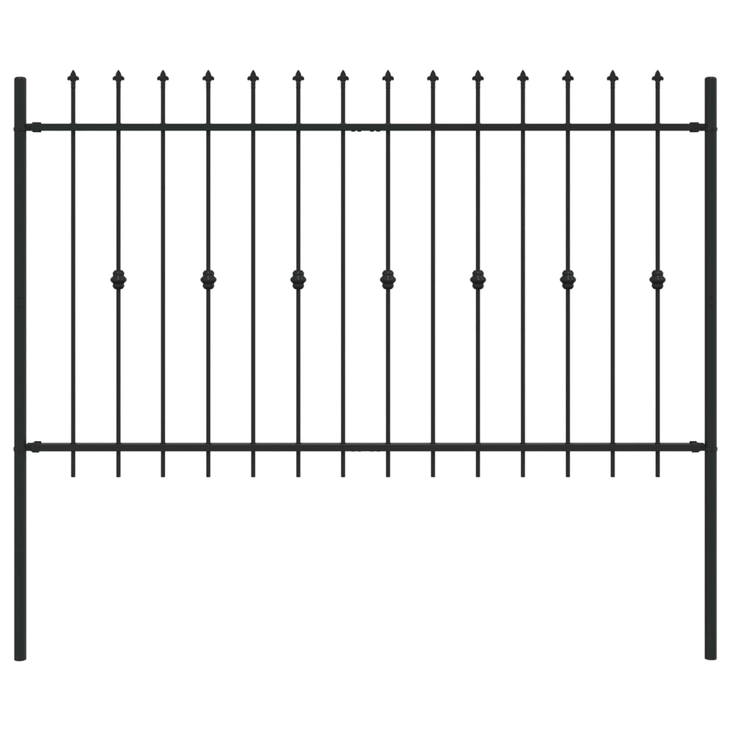 Vidaxl spike fence zwart 200 x 130 cm gepoedercoat staal