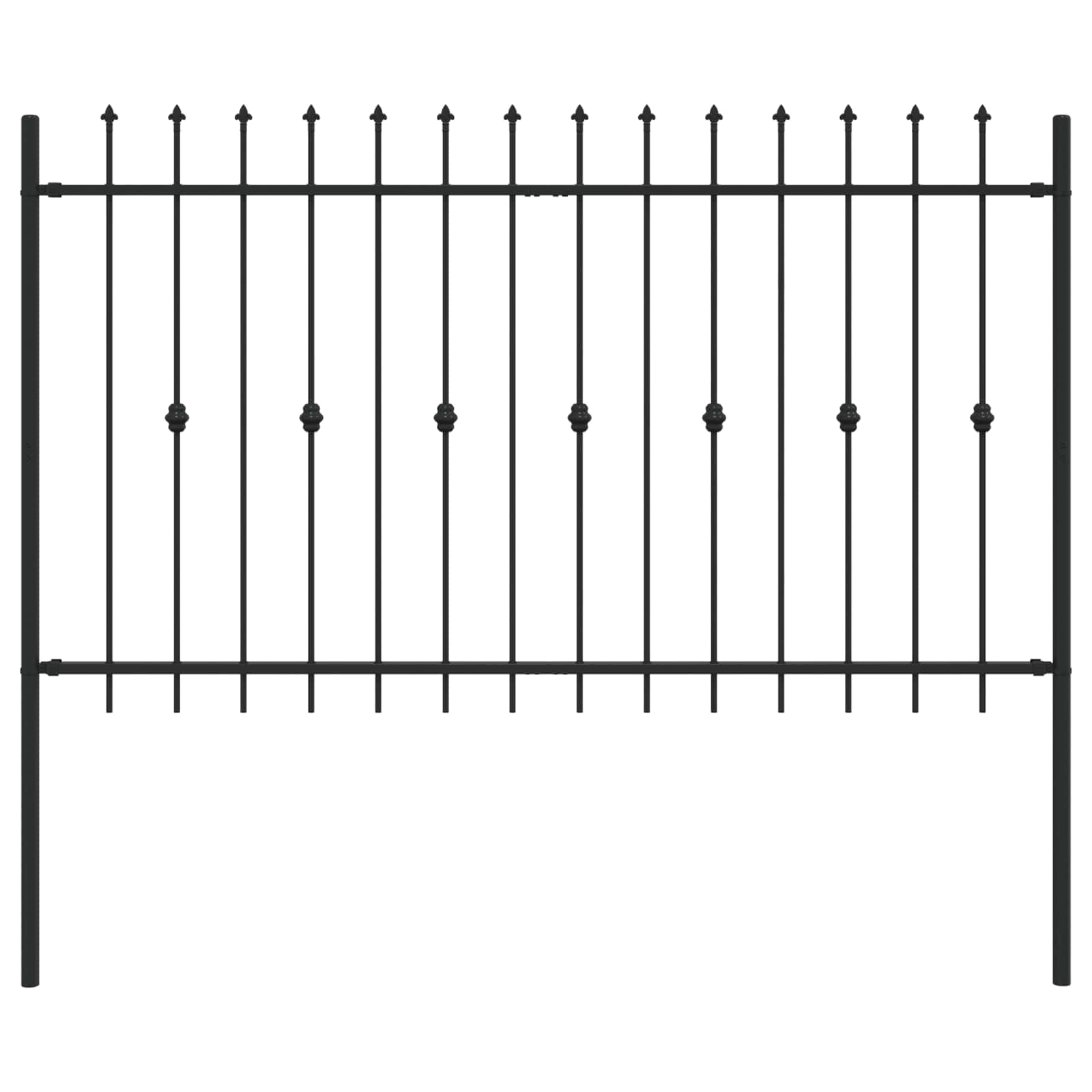 Vidaxl spike fence zwart 200 x 130 cm gepoedercoat staal