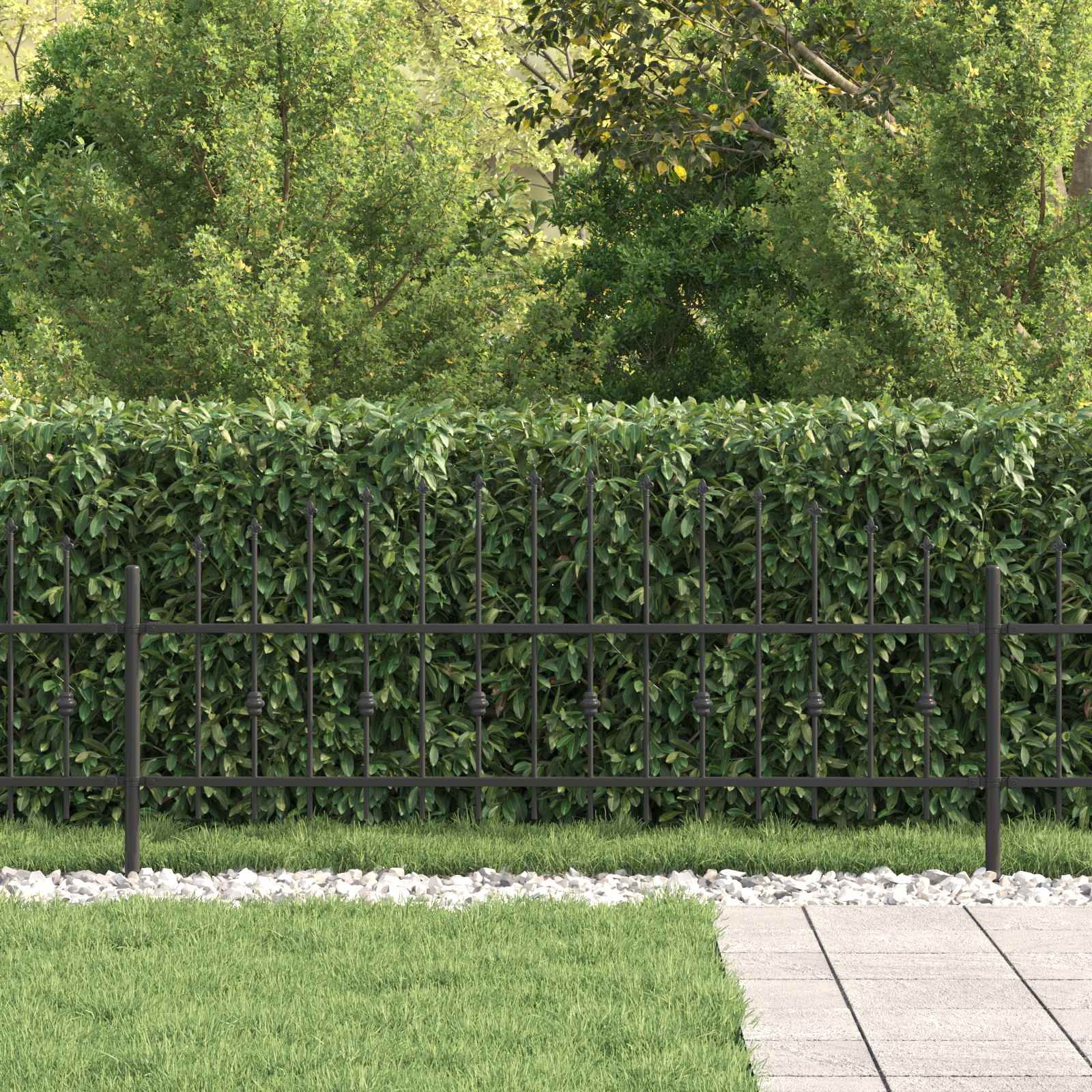 Vidaxl spike fence zwart 200 x 130 cm gepoedercoat staal