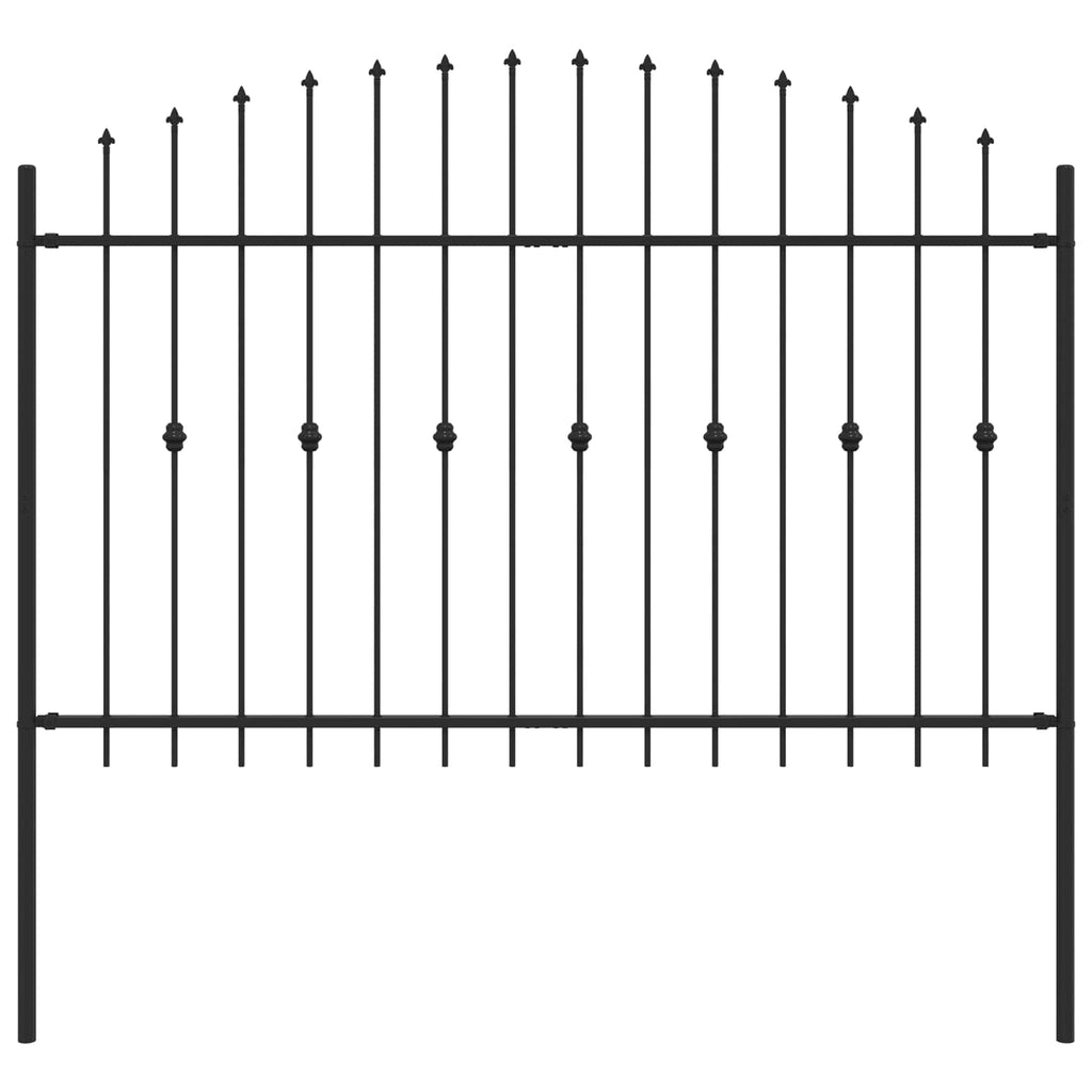 Vidaxl spike fence zwart 200 x 130 cm gepoedercoat staal