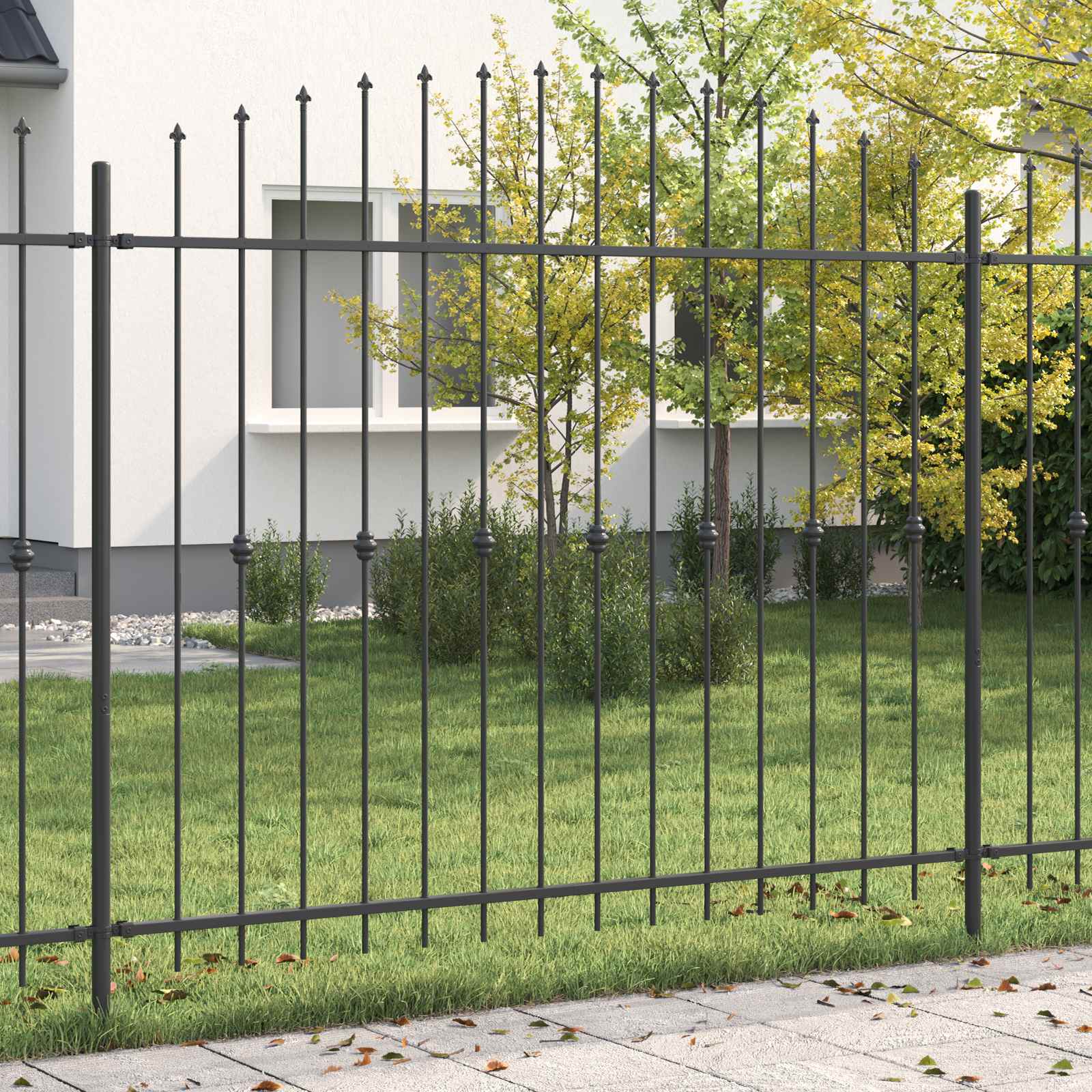 Vidaxl spike fence zwart 200 x 200 cm gepoedercoat staal