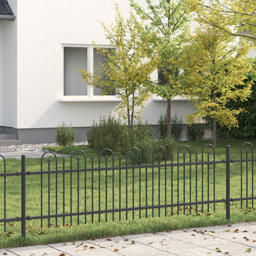 Vidaxl spike boog hek zwart 200 x 130 cm gepoedercoat staal
