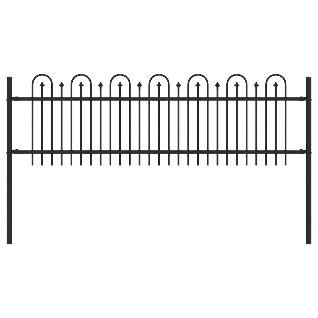 Vidaxl spike boog hek zwart 200 x 130 cm gepoedercoat staal