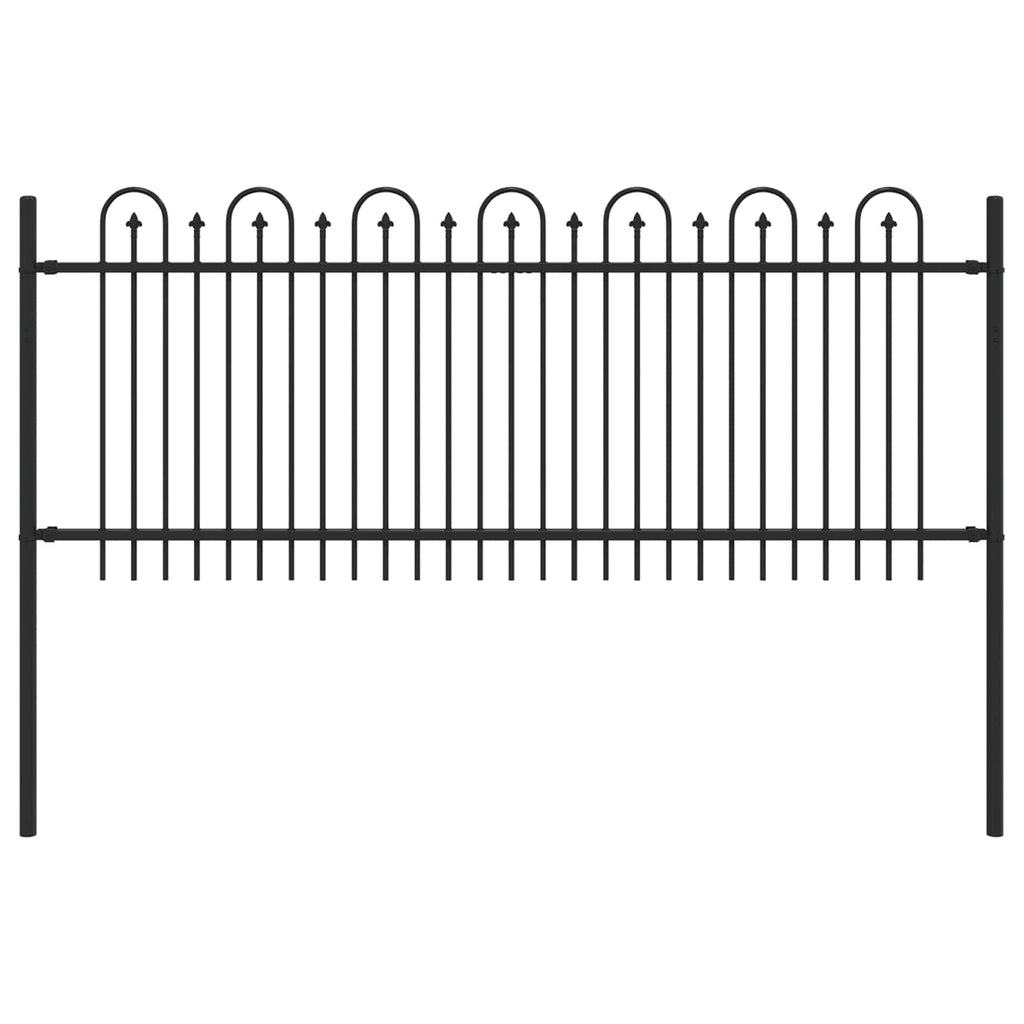 Vidaxl spike boog hek zwart 200 x 130 cm gepoedercoat staal