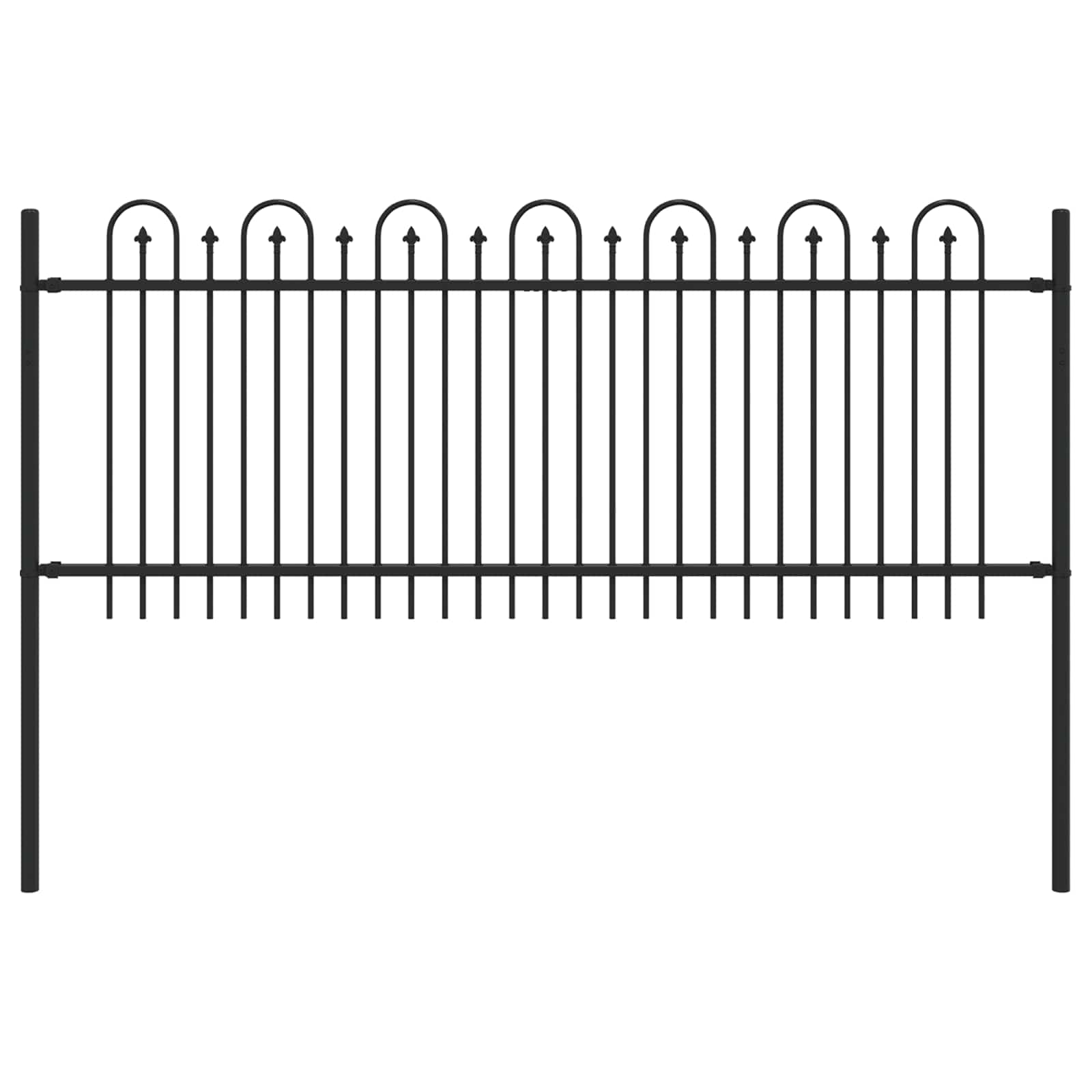 Vidaxl spike boog hek zwart 200 x 130 cm gepoedercoat staal