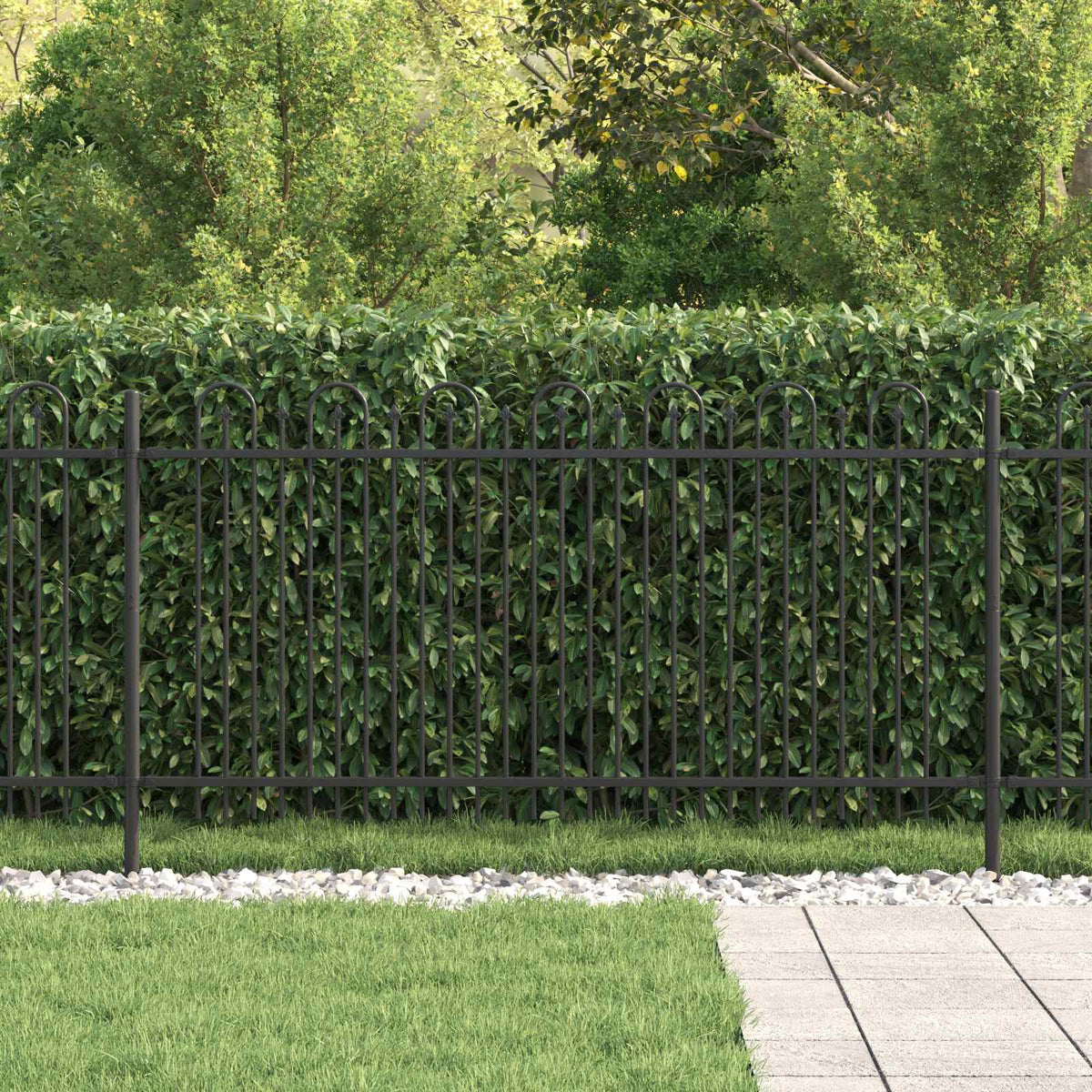 Vidaxl spike boog hek dronten 200 x 150 cm gepoedercoat staal zwart