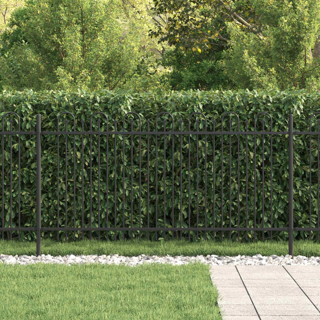 Vidaxl spike boog hek zwart 200 x 150 cm gepoedercoat staal